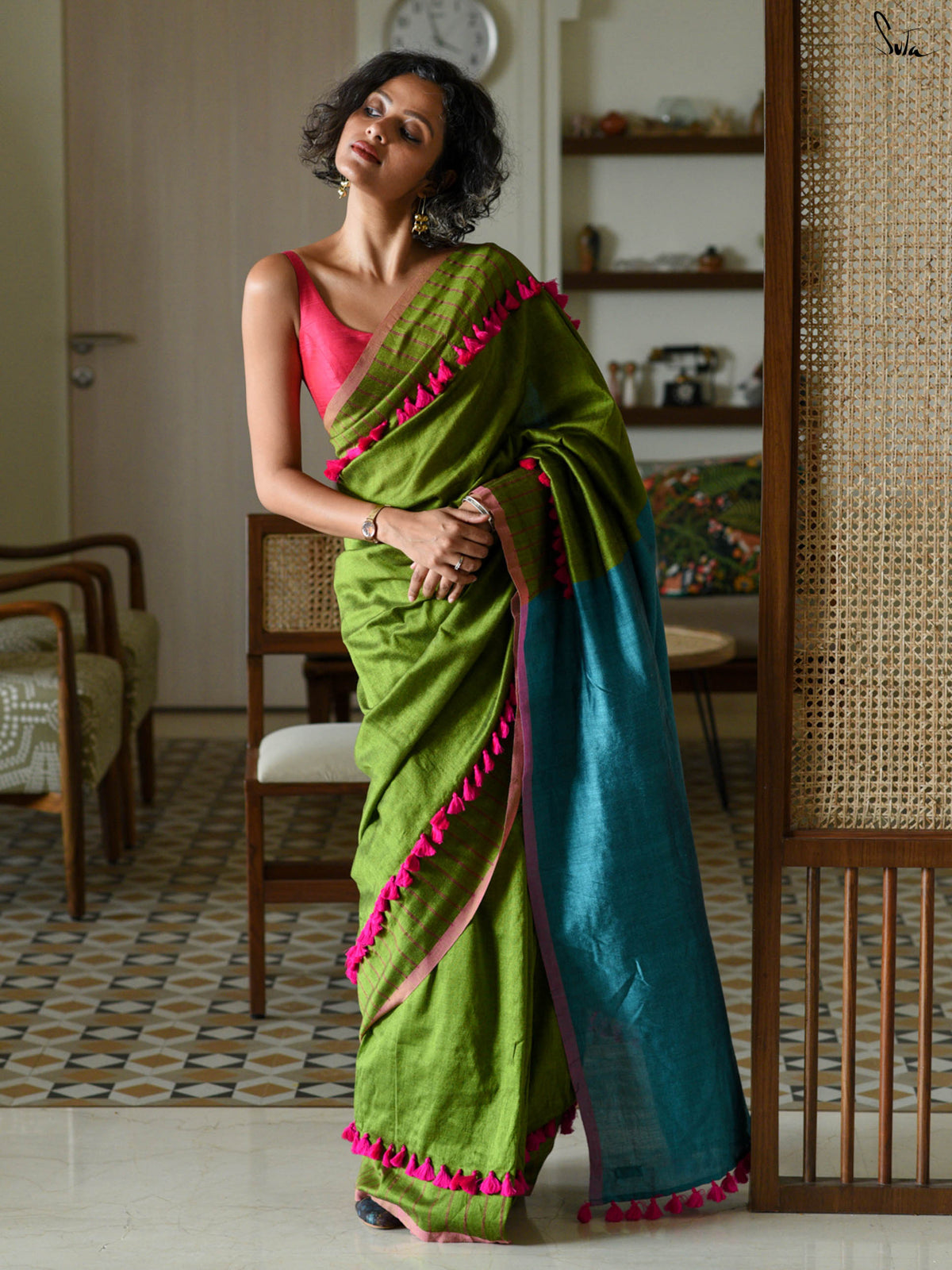 Green Crayon Saree