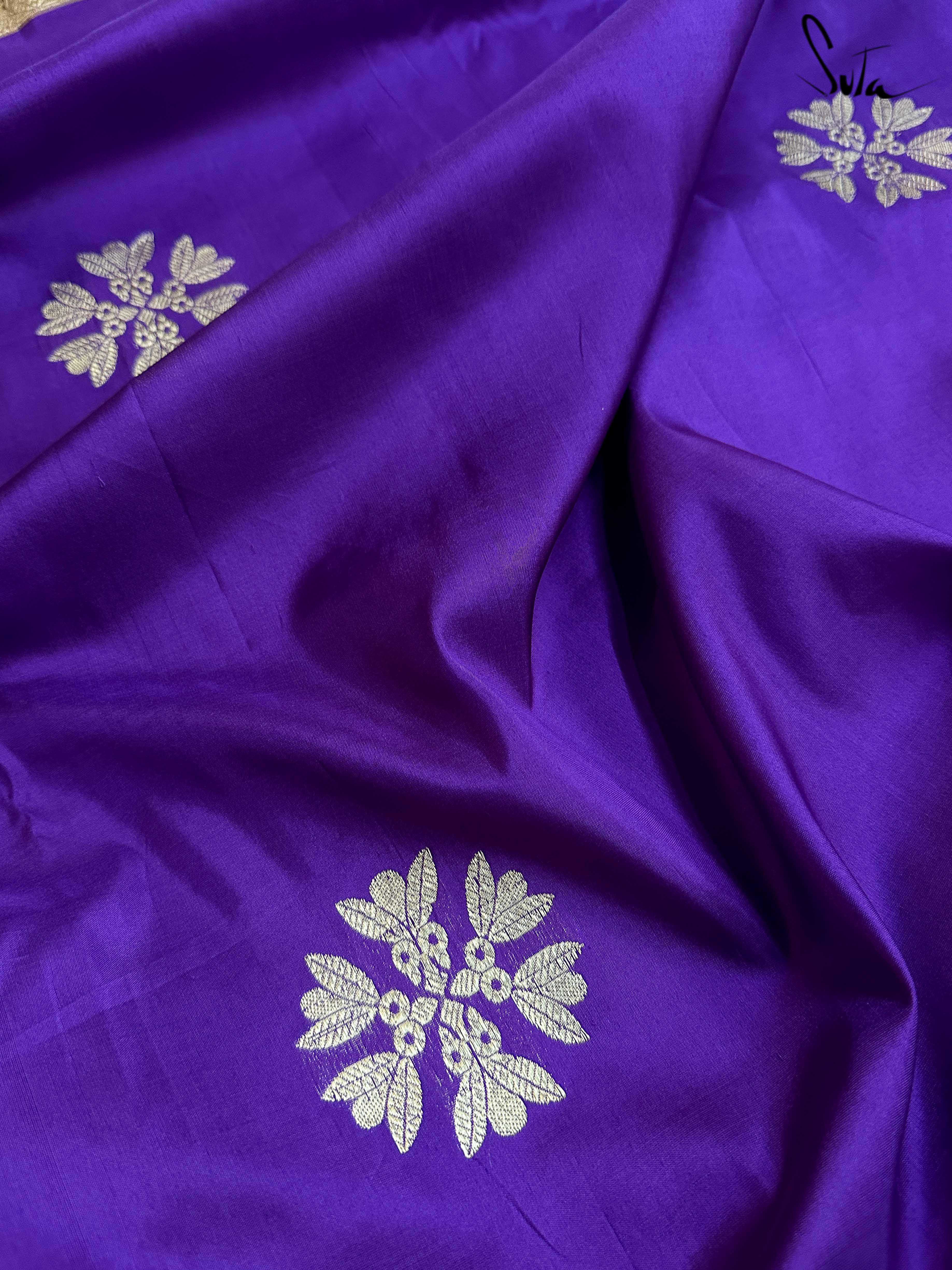 Zareen Aftab Purple Banarasi Saree