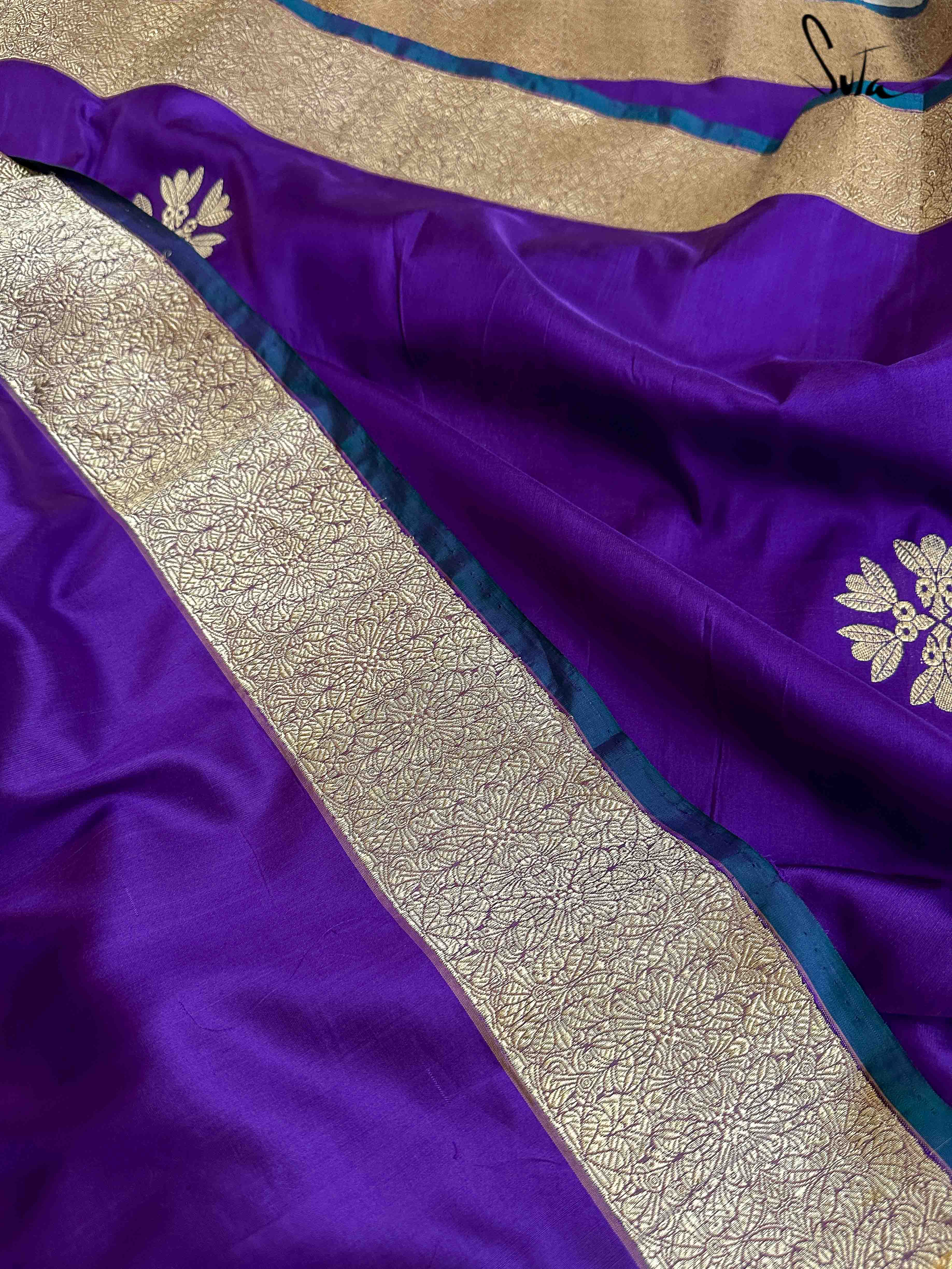 Zareen Aftab Purple Banarasi Saree