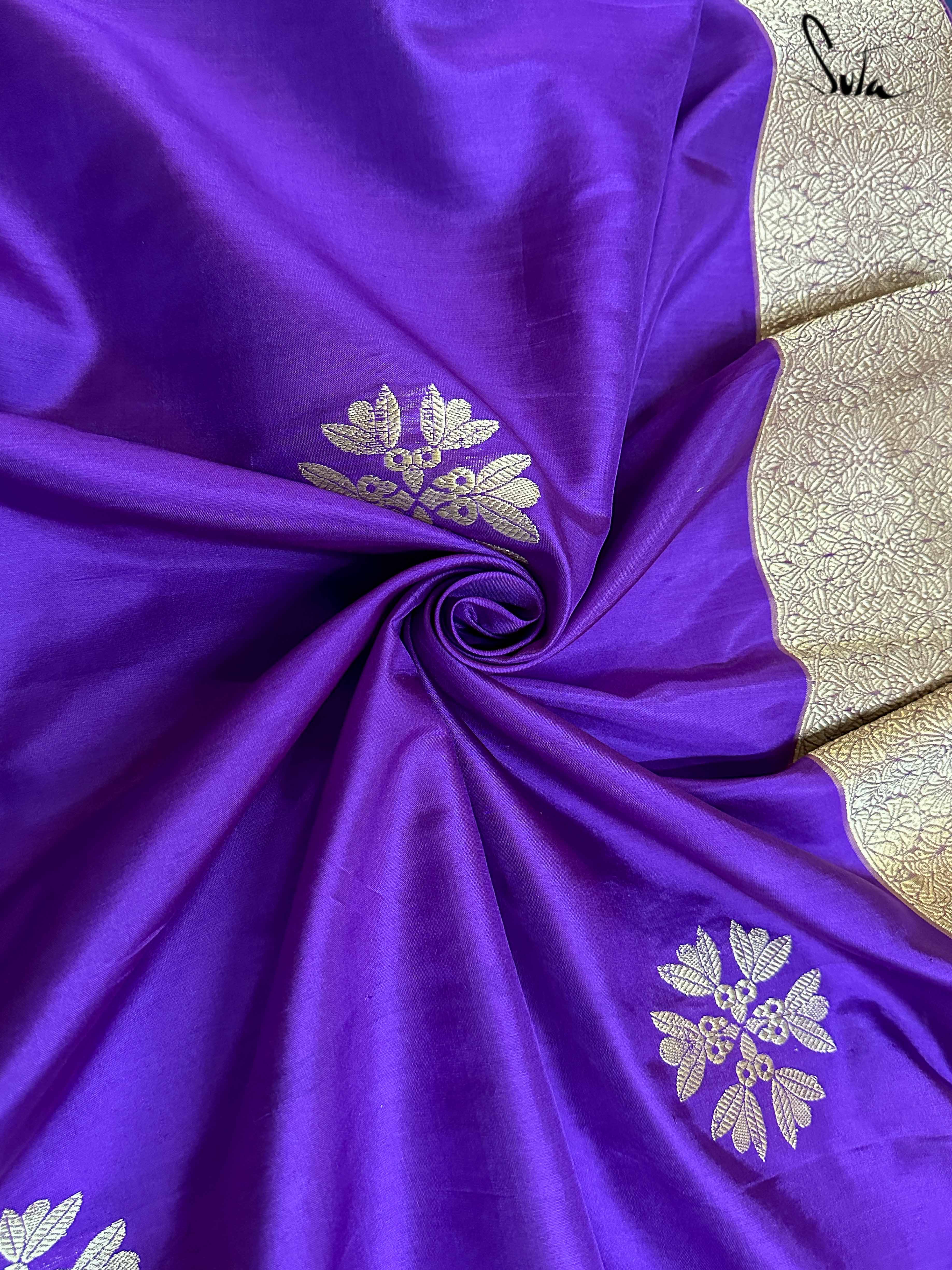 Zareen Aftab Purple Banarasi Saree