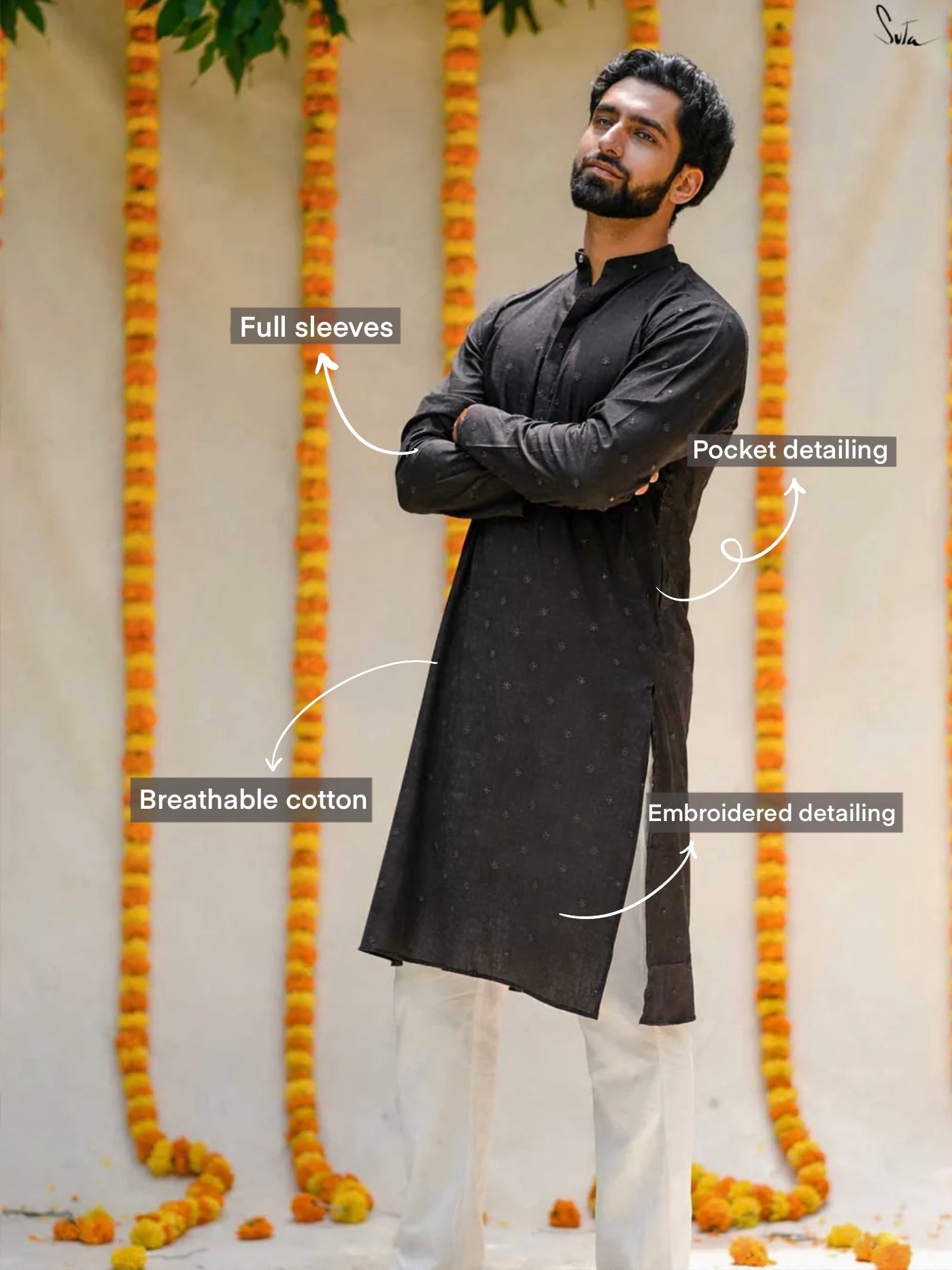 Shimmering Coal (Kurta)