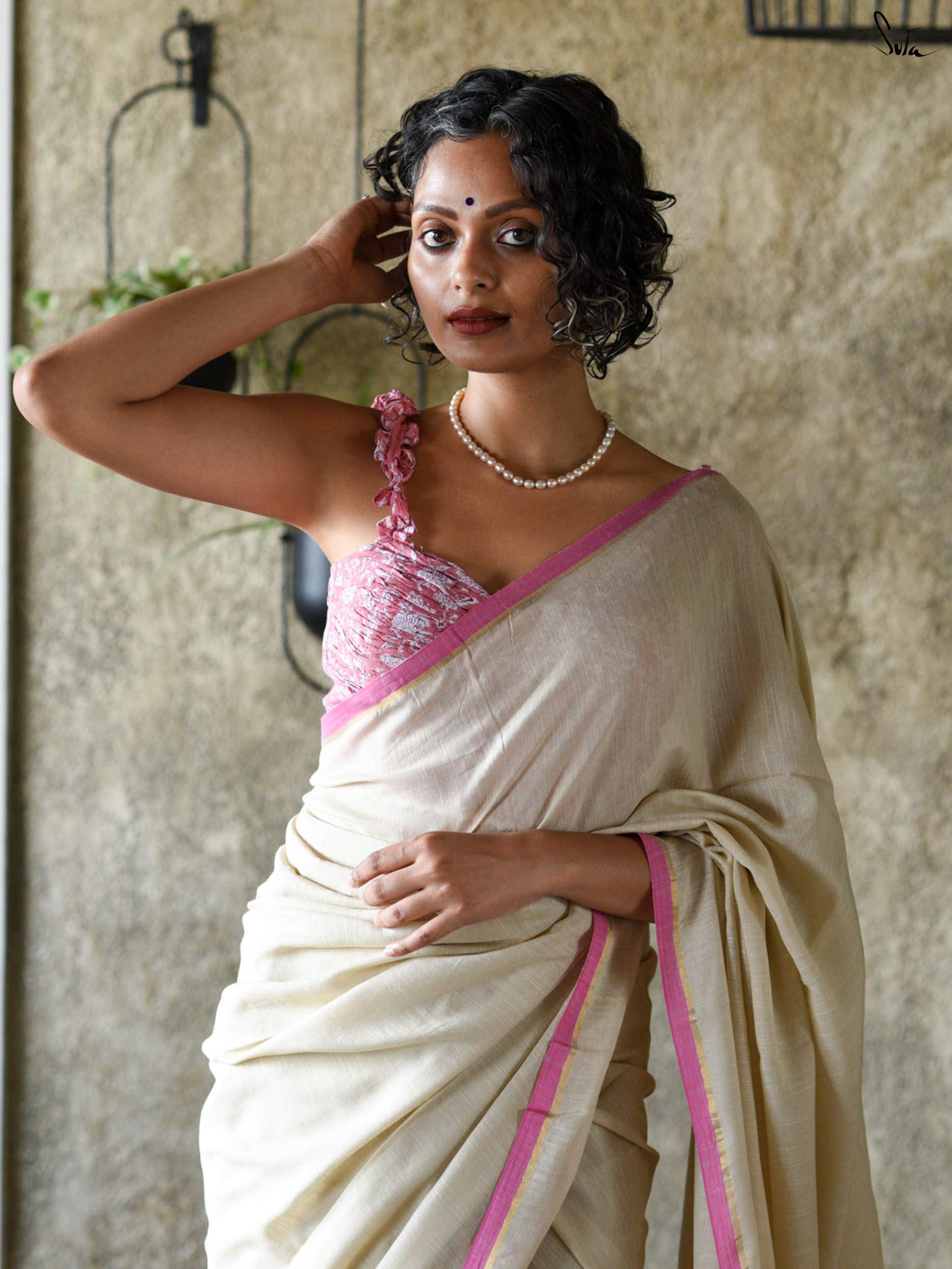 Ivory Pearl Saree
