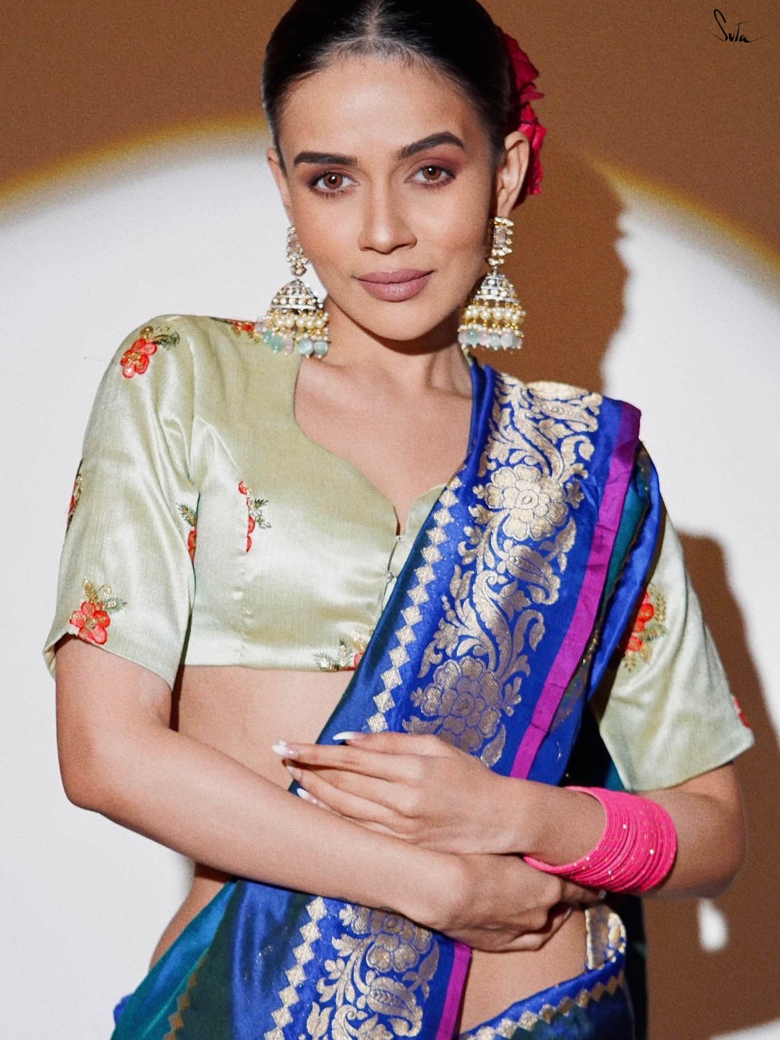 Ganga Mahal Blue Banarasi Saree