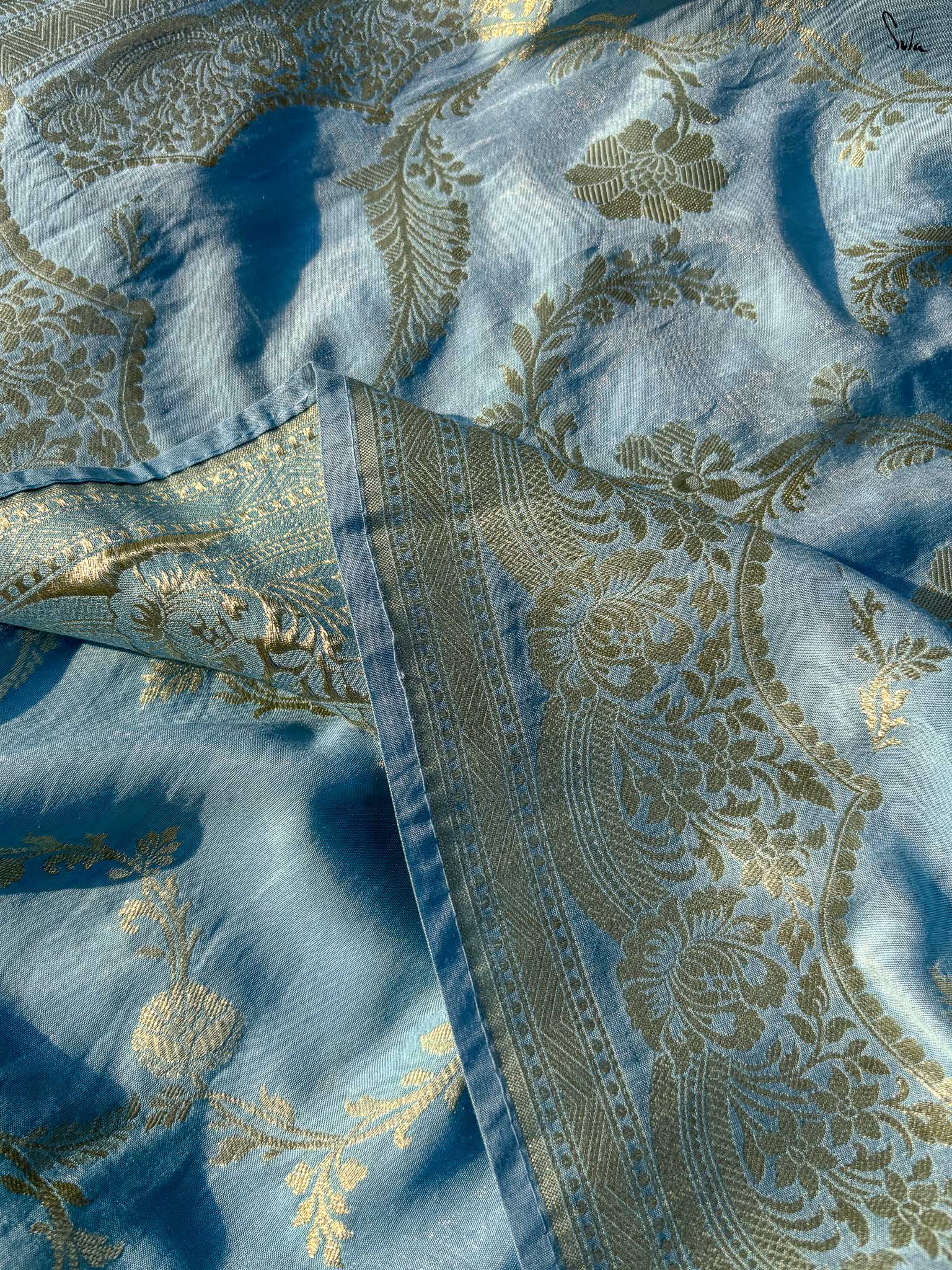 Mokshda Sky Blue Banarasi Saree