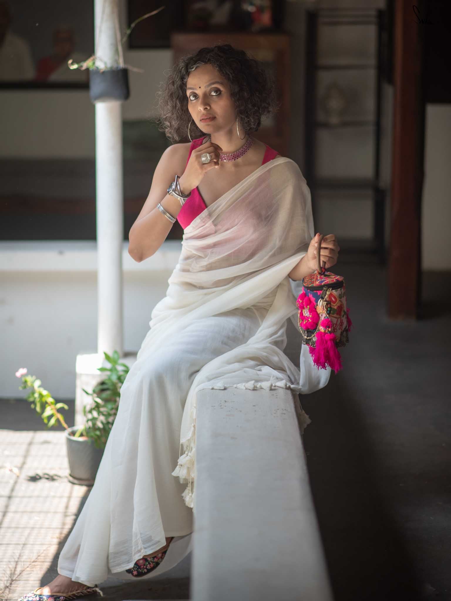 Off white Mul Saree