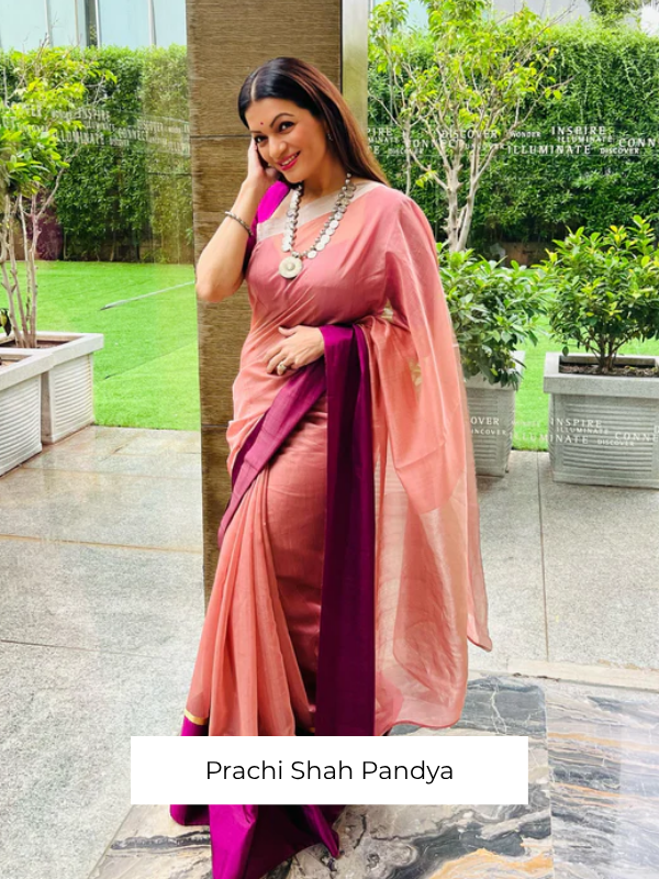 Rejuvenating Rukmini Peach Mashru Border Saree