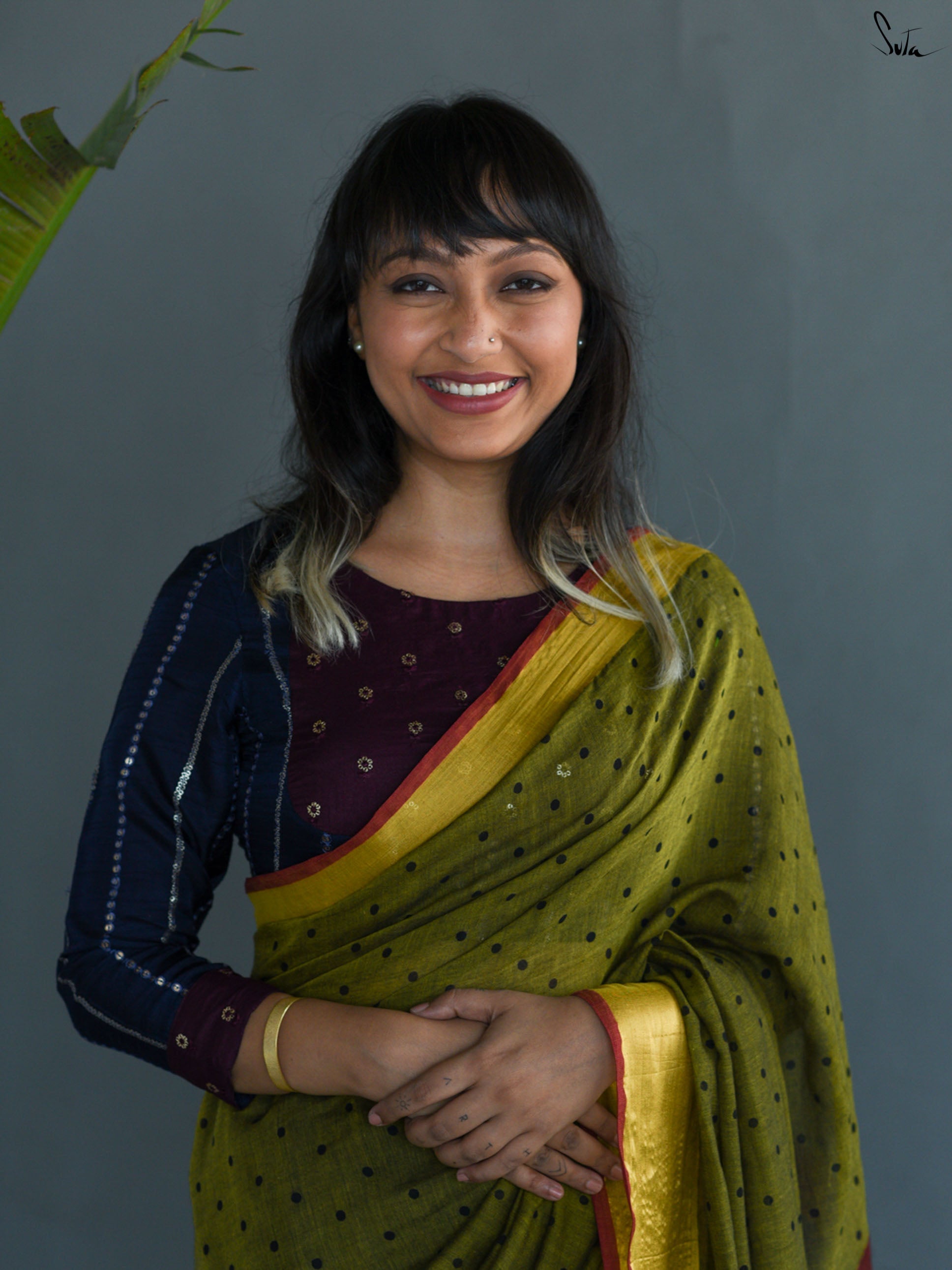 Pretty Green Polka Saree