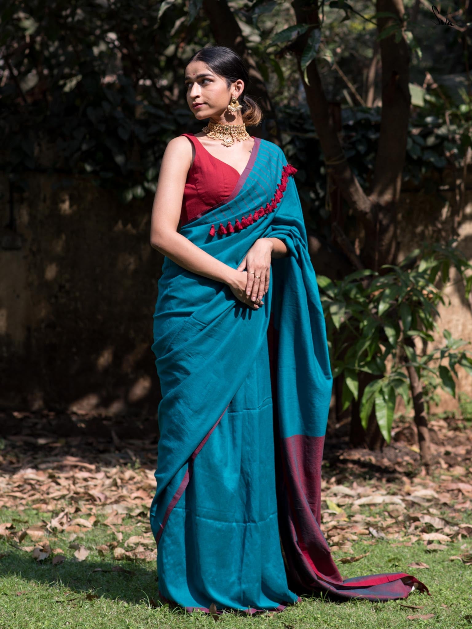 Red Tassel Saree