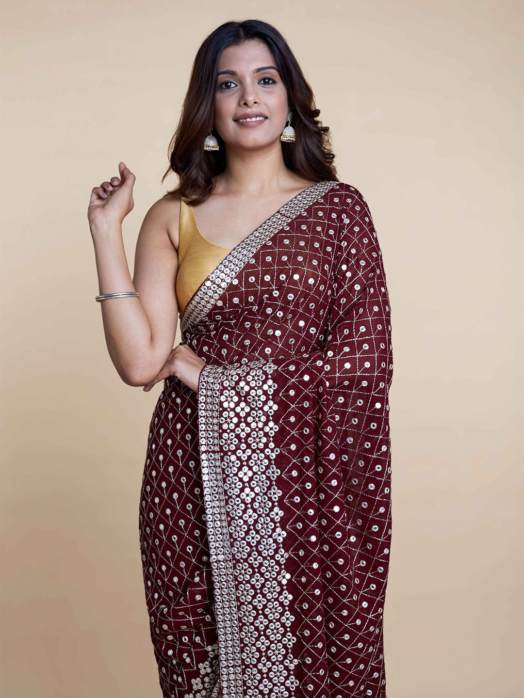 Rosewood Mirror Saree