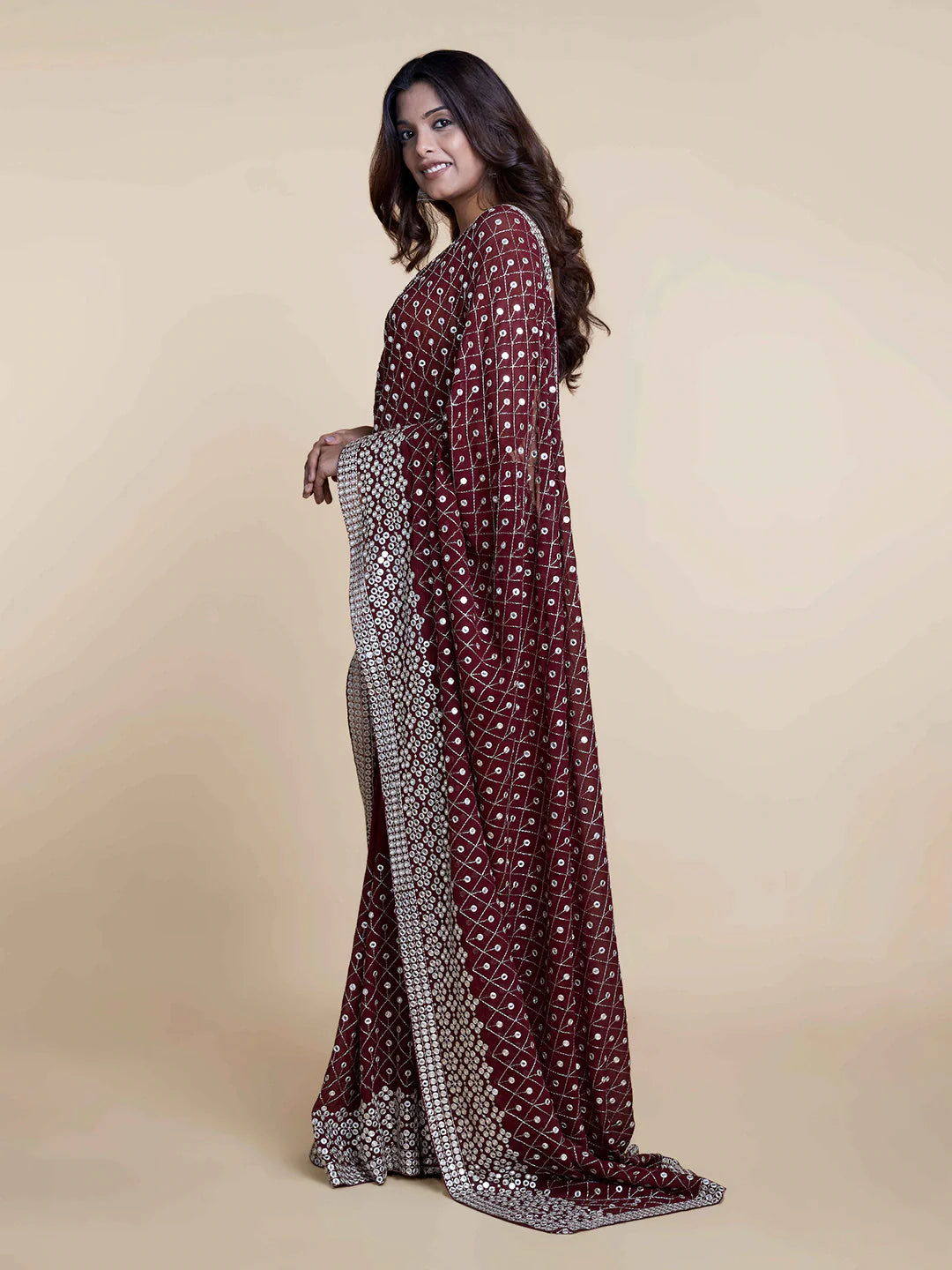 Rosewood Mirror Saree