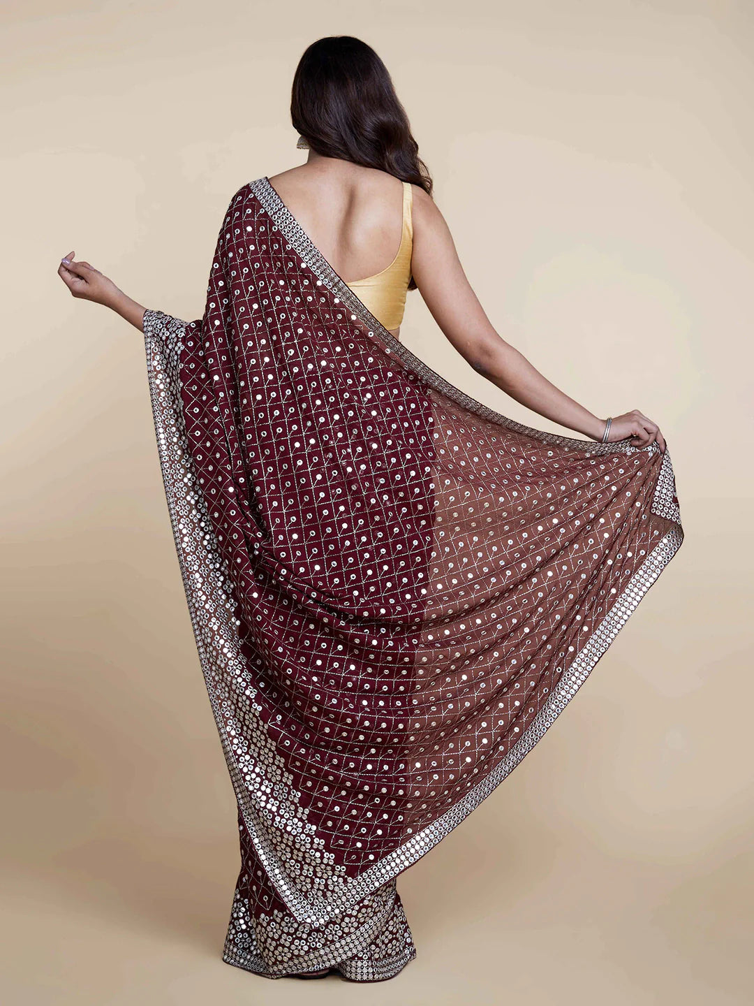 Rosewood Mirror Saree