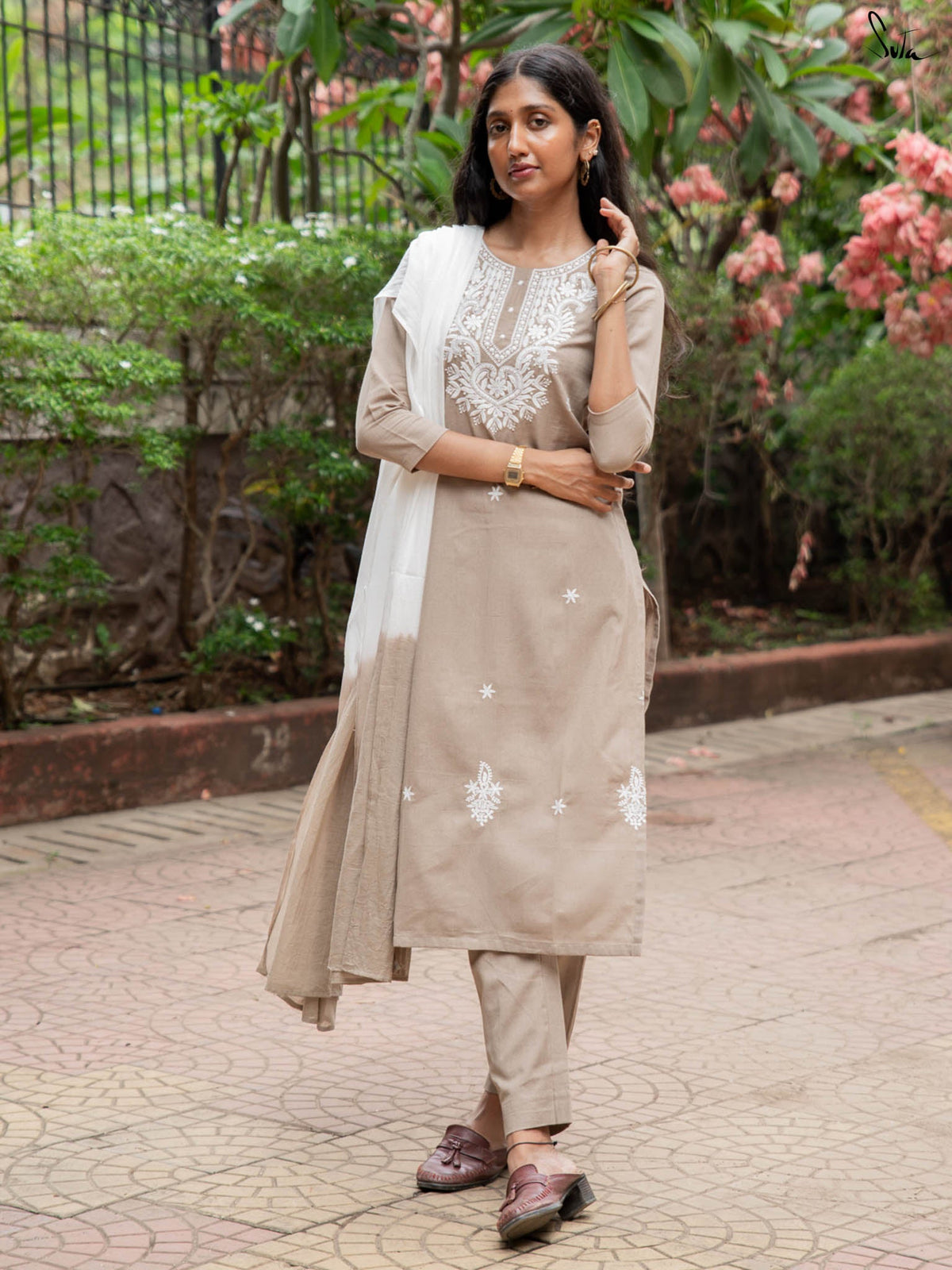 Suta Beige Cotton Kurta Set