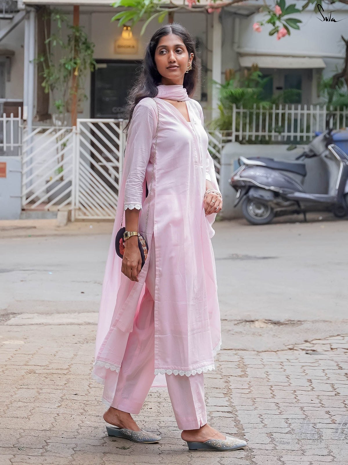 Suta Baby Pink Cotton Kurta Set