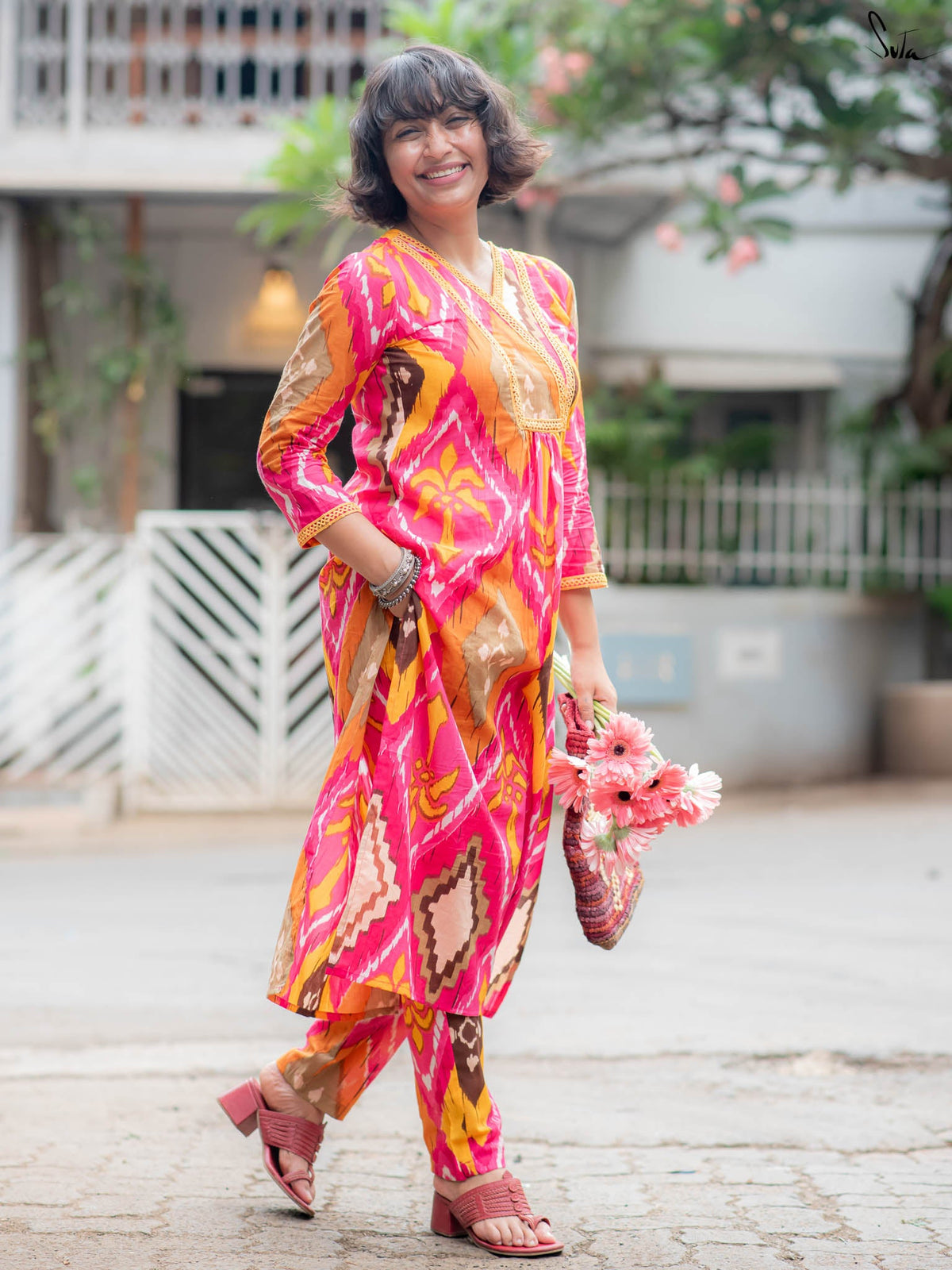 Suta Multicolour Cotton Kurta Set