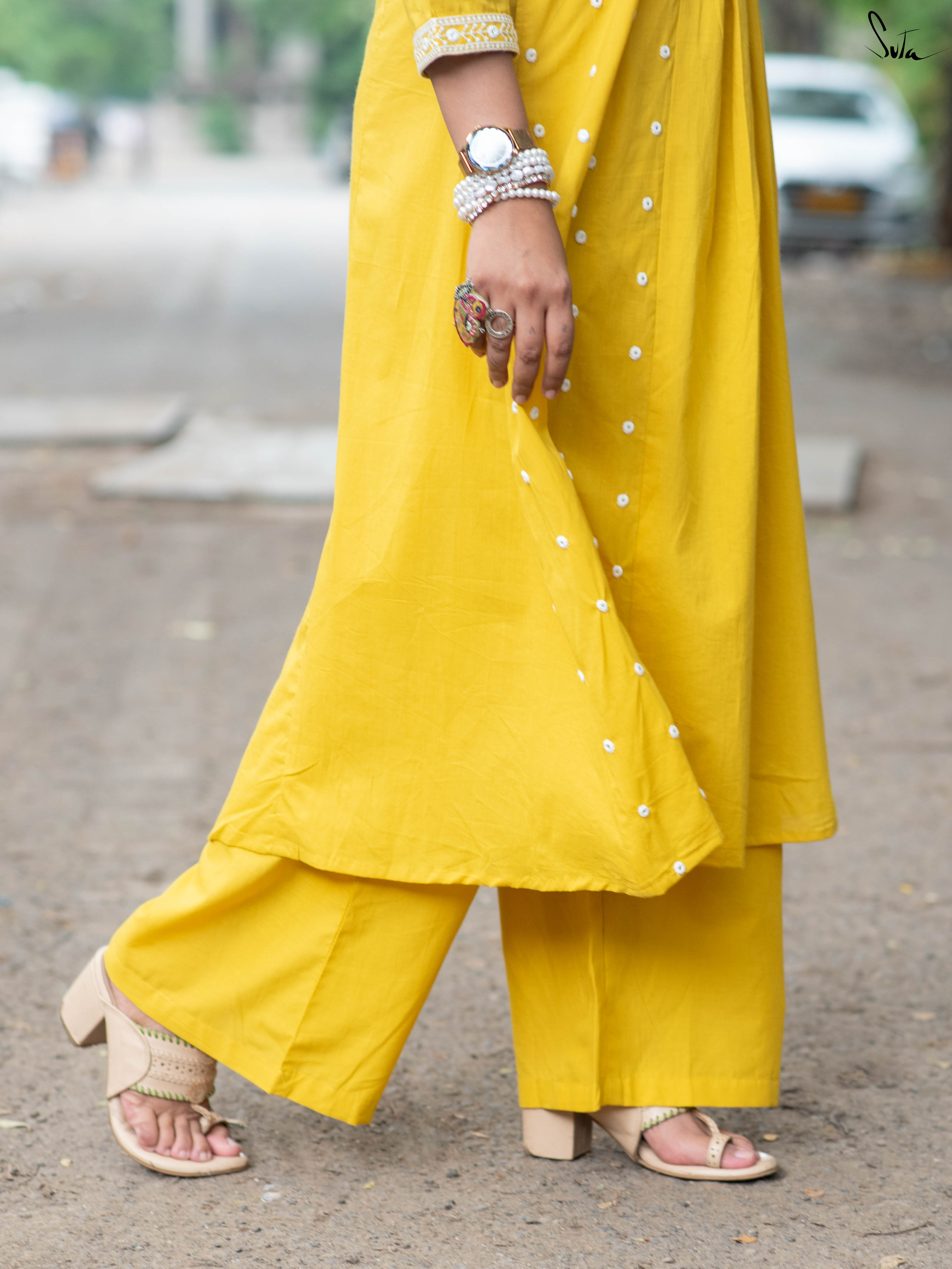 Suta Yellow Cotton Kurta Set