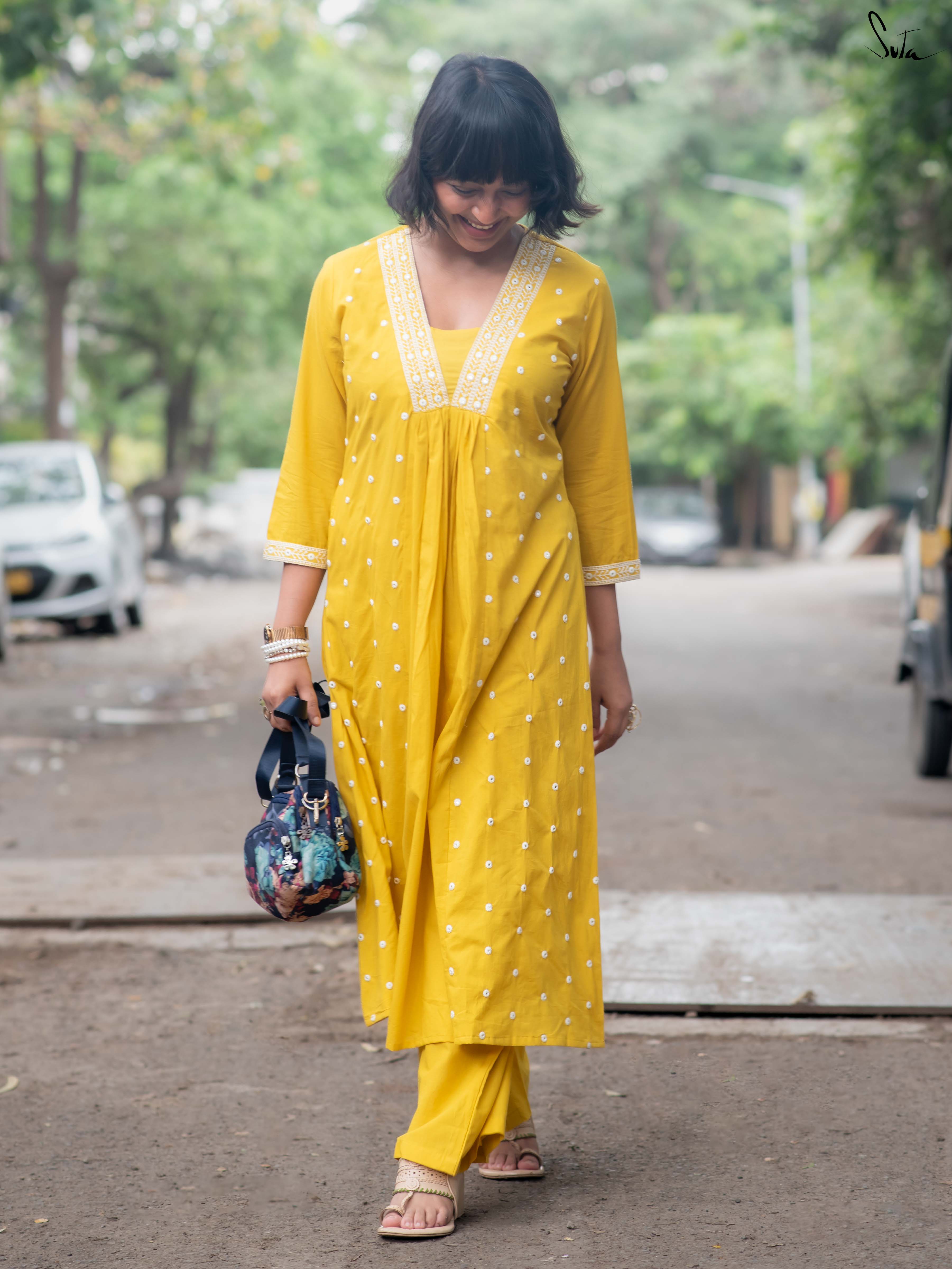Suta Yellow Cotton Kurta Set