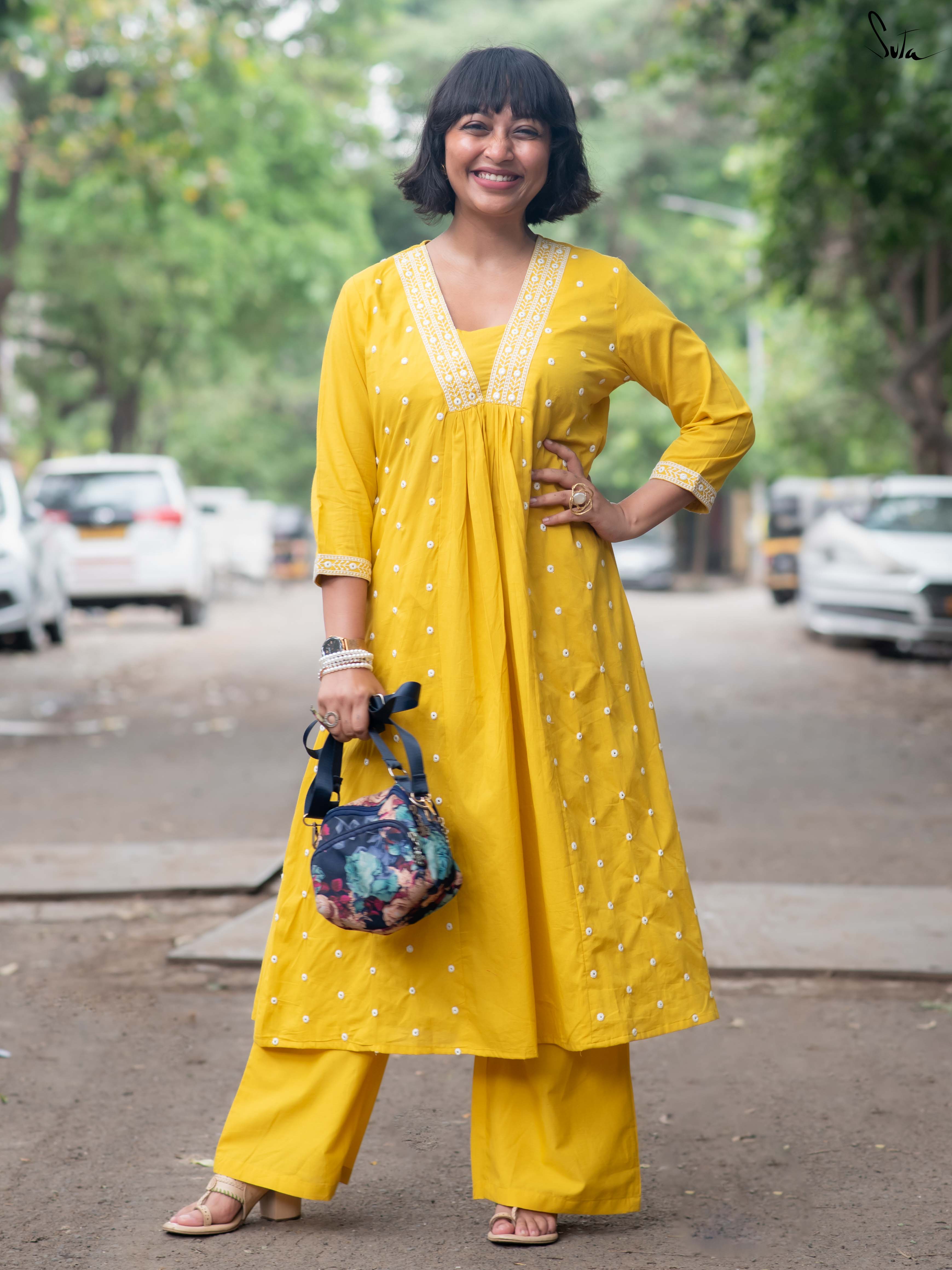 Suta Yellow Cotton Kurta Set