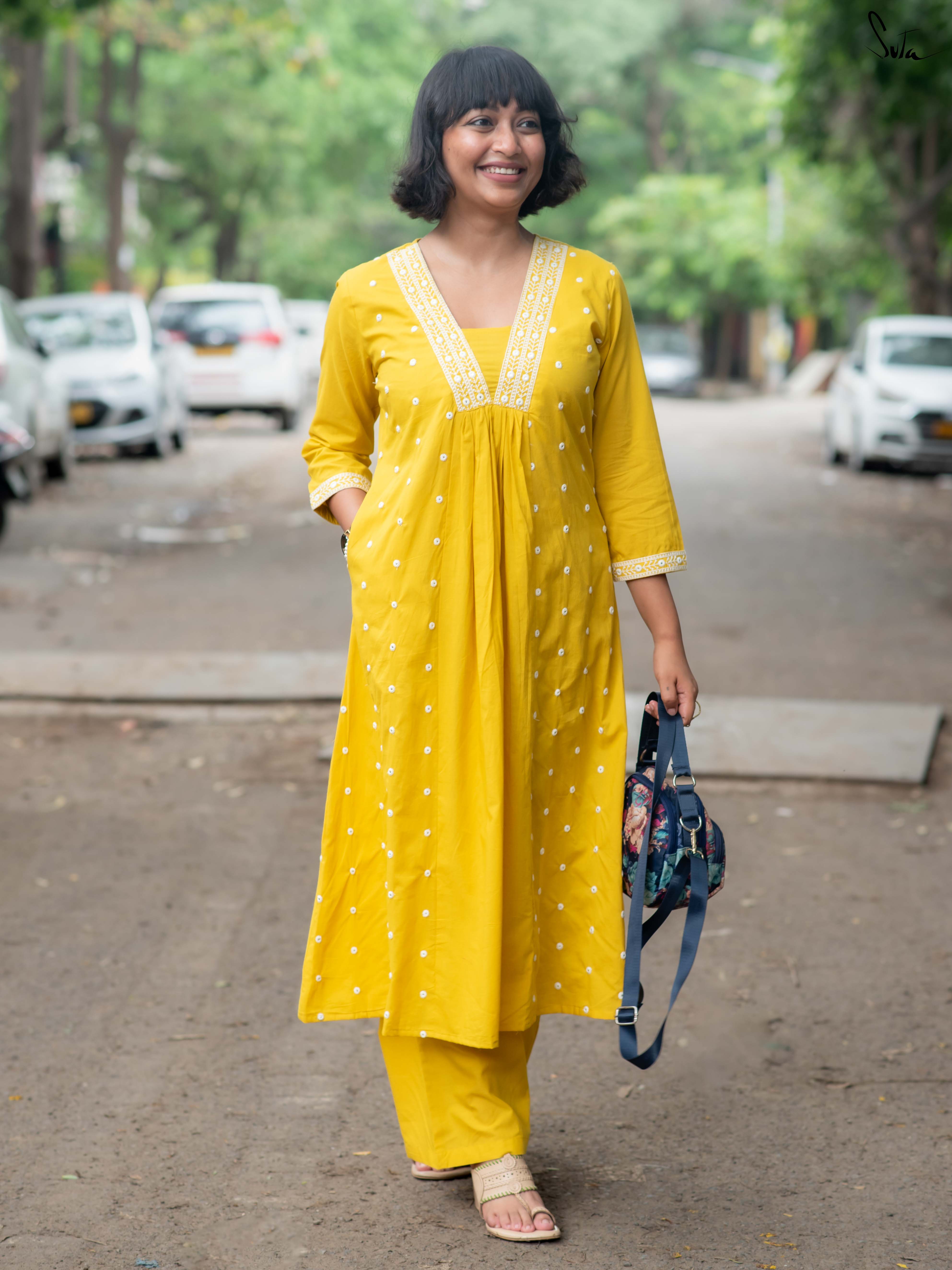 Suta Yellow Cotton Kurta Set
