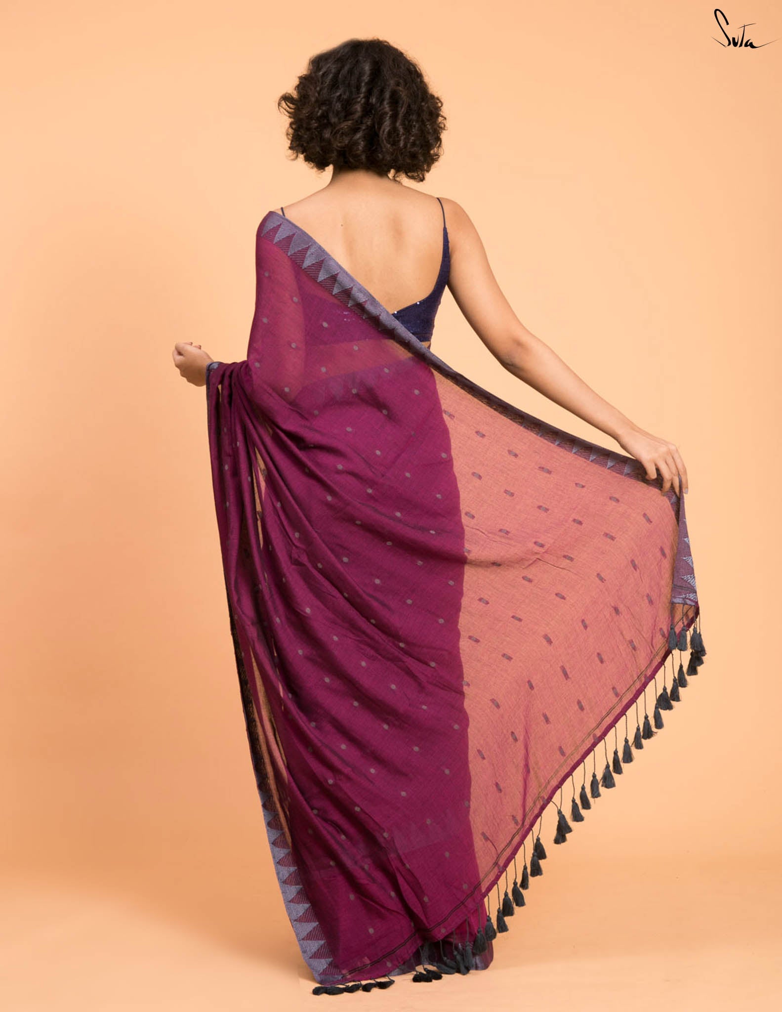 Suta Purple Grey Woven Design Cotton Blend Saree