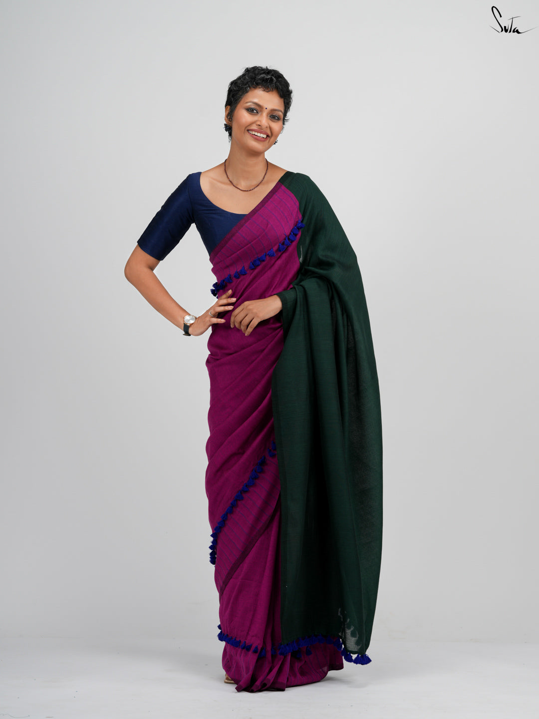 Red-Violet Crayon Saree