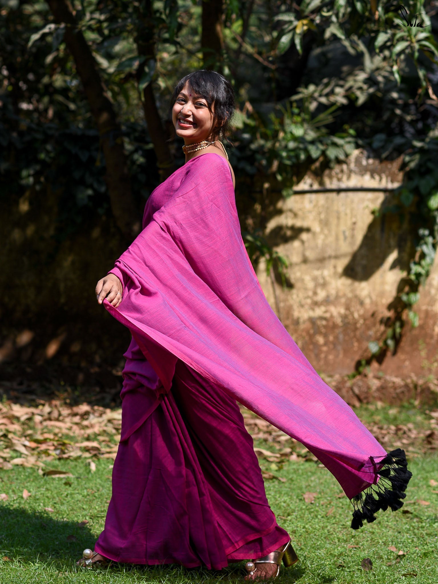 Twisting In Pink Saree