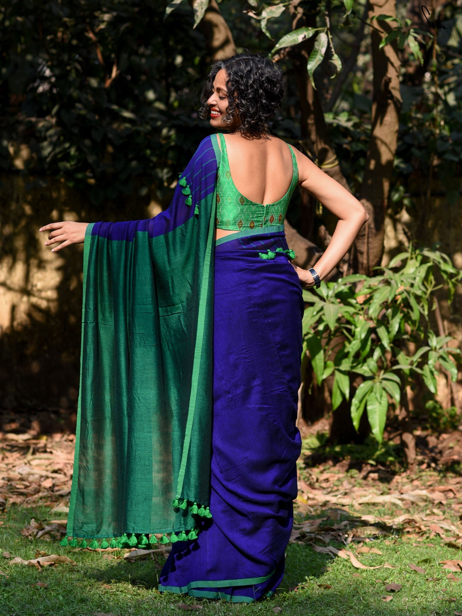 Blue Crayon Saree