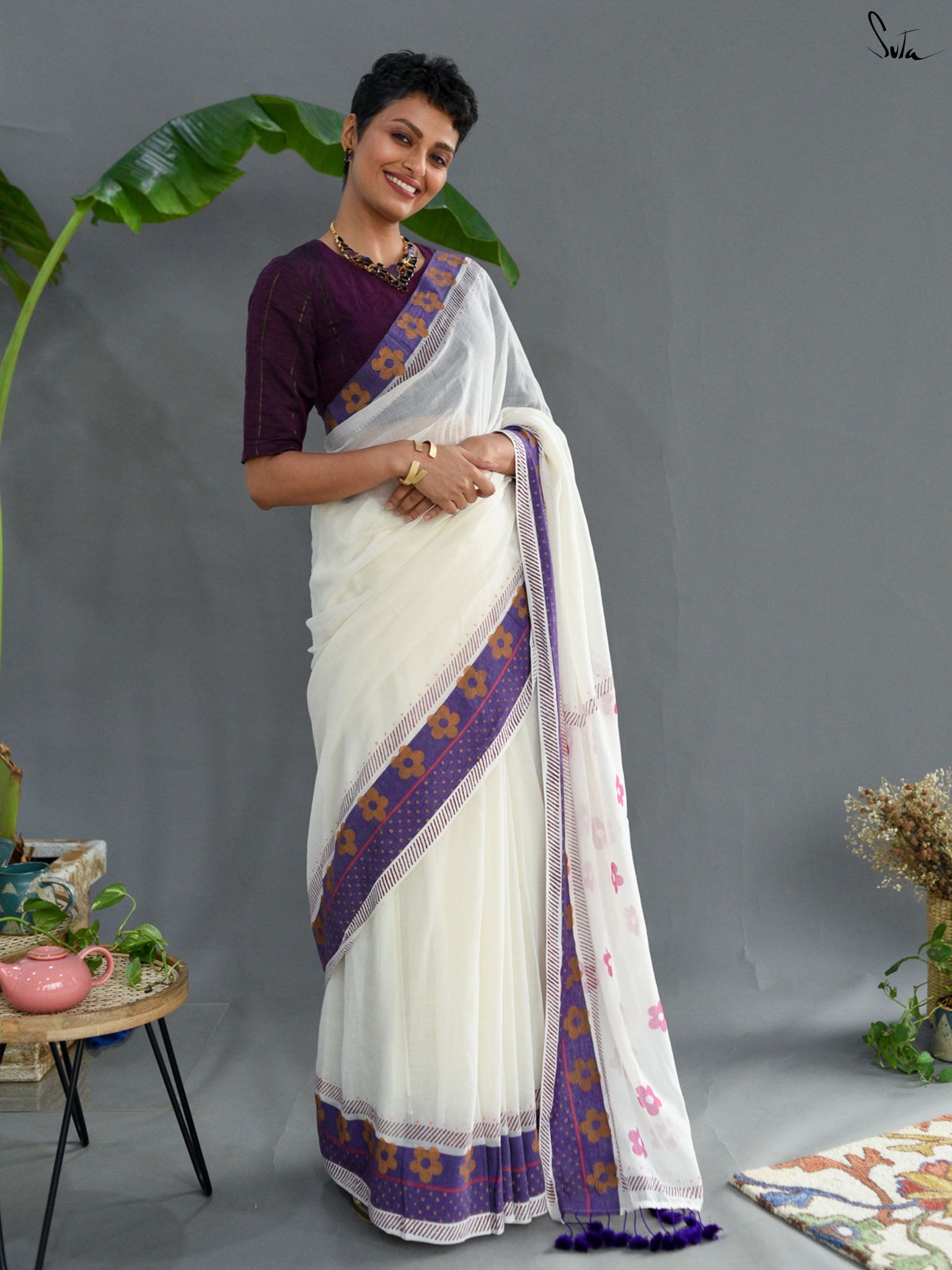 Safed Fulwari Saree