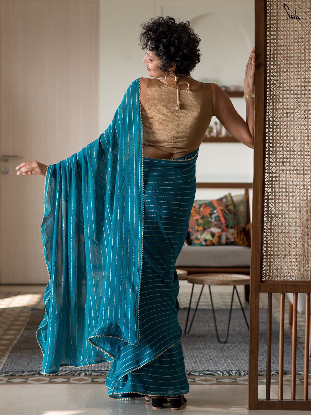 Neela Siatara Saree