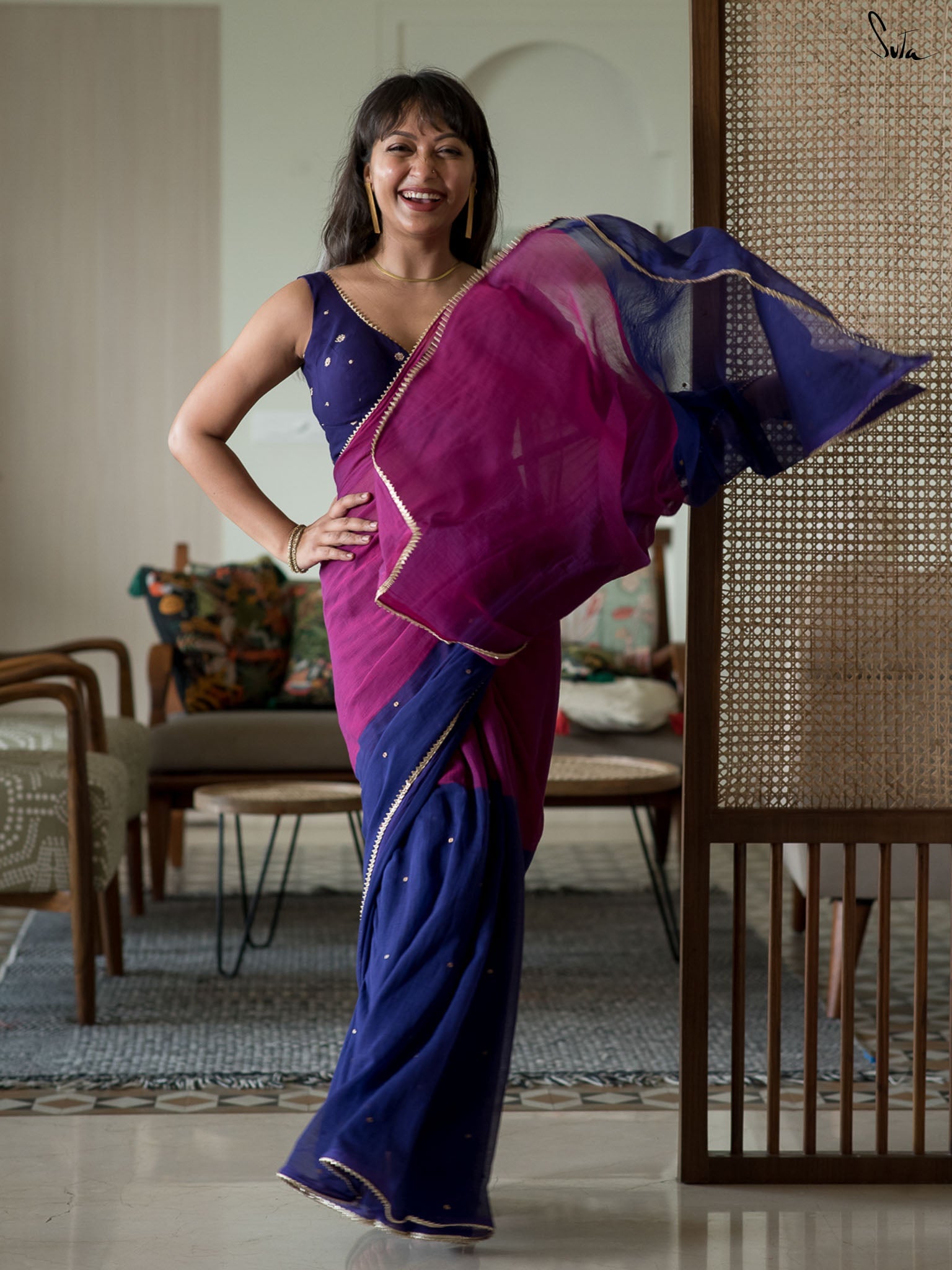 Ube Trickle Saree