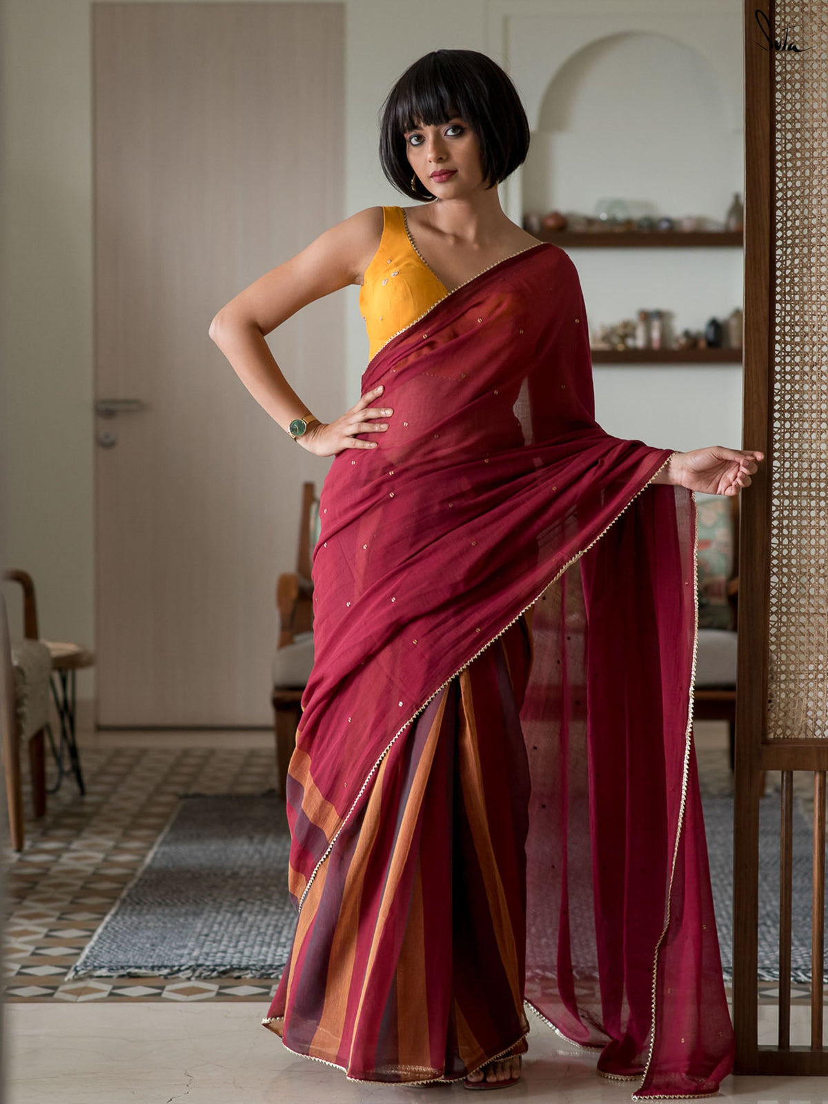 Ruby Trickle Saree