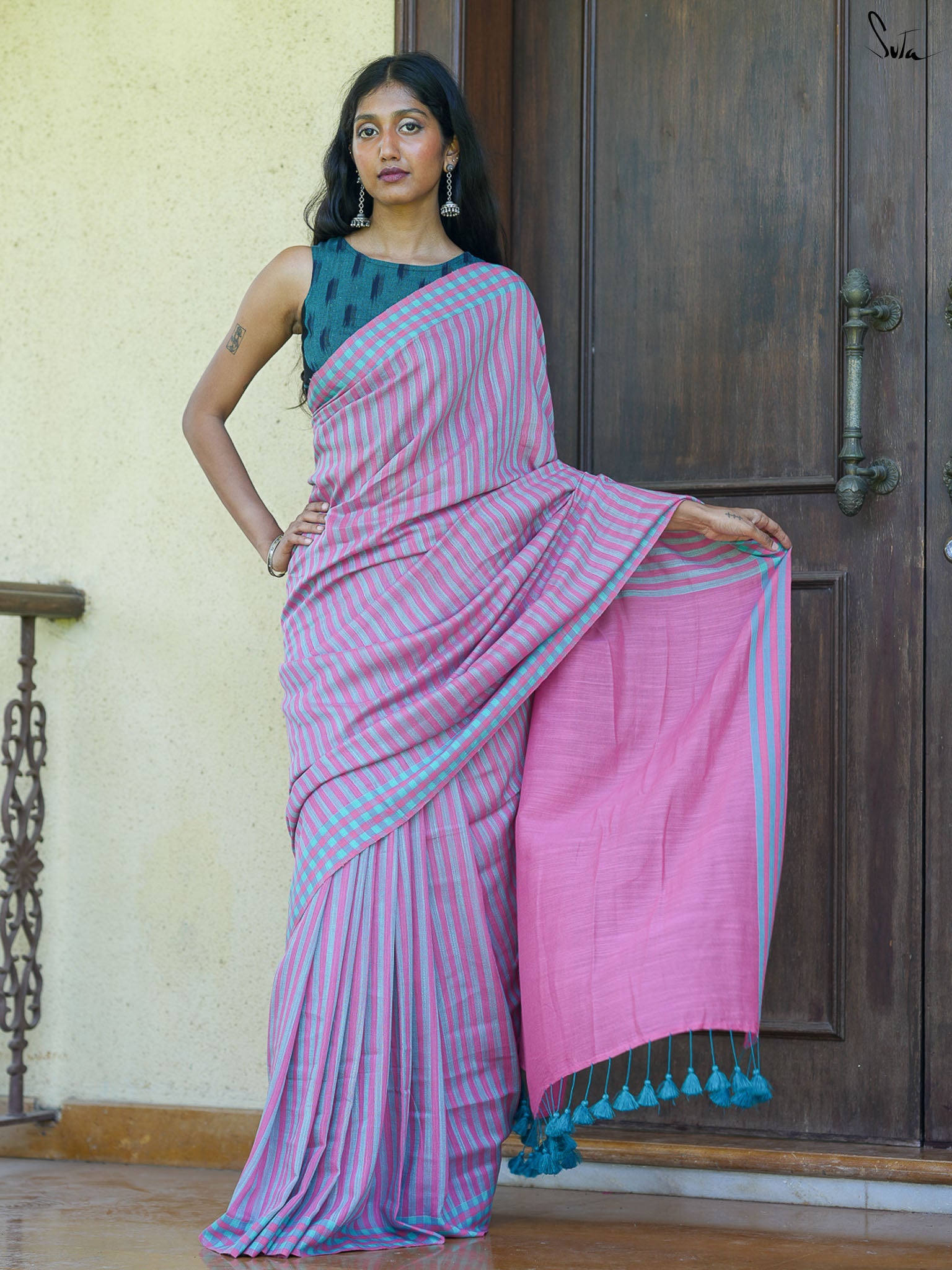 Striped No Border Saree