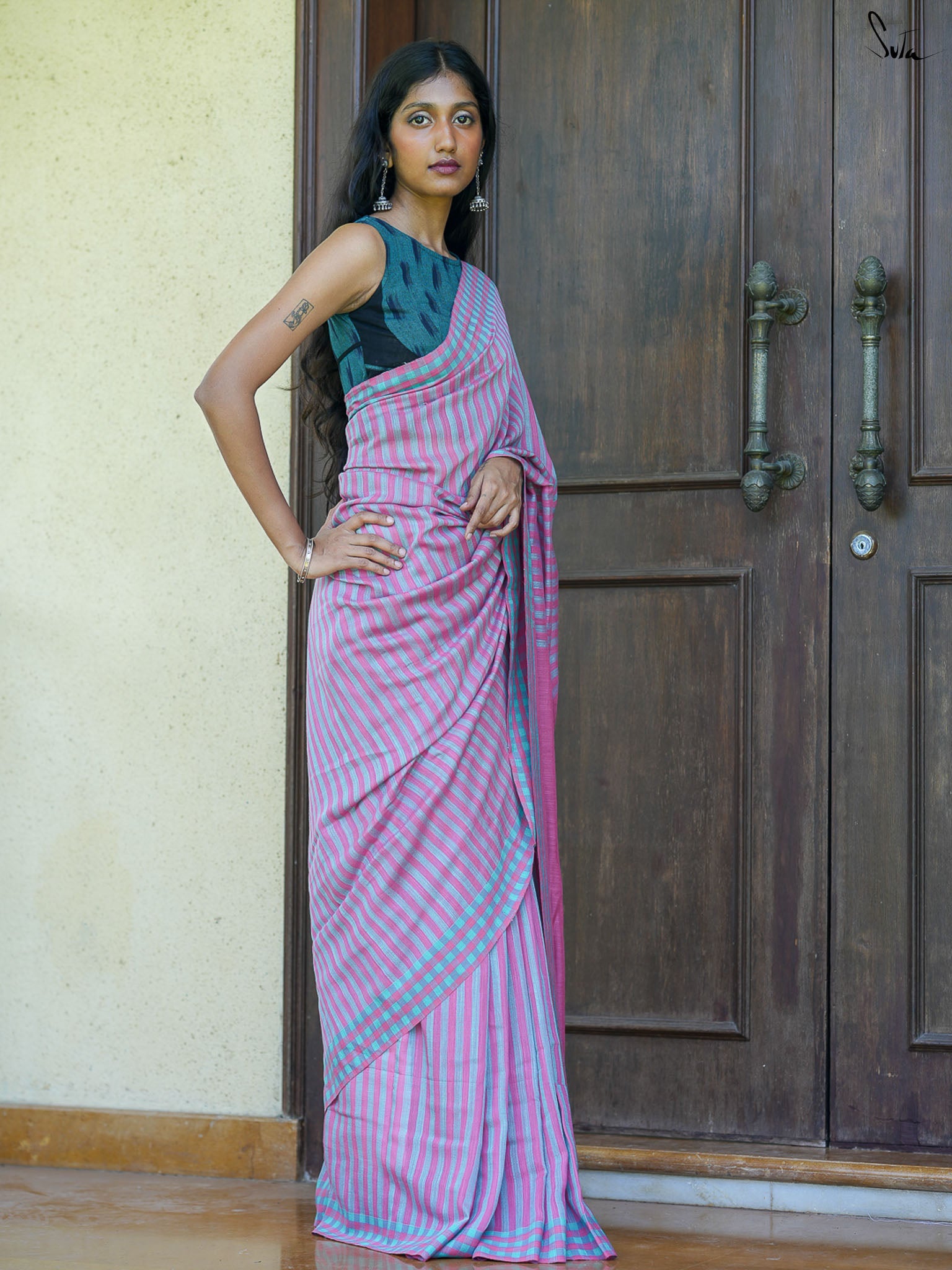 Striped No Border Saree