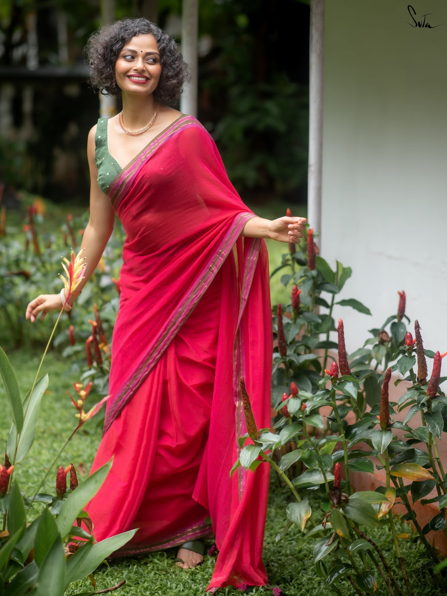 Suta Pink Pure Cotton Saree