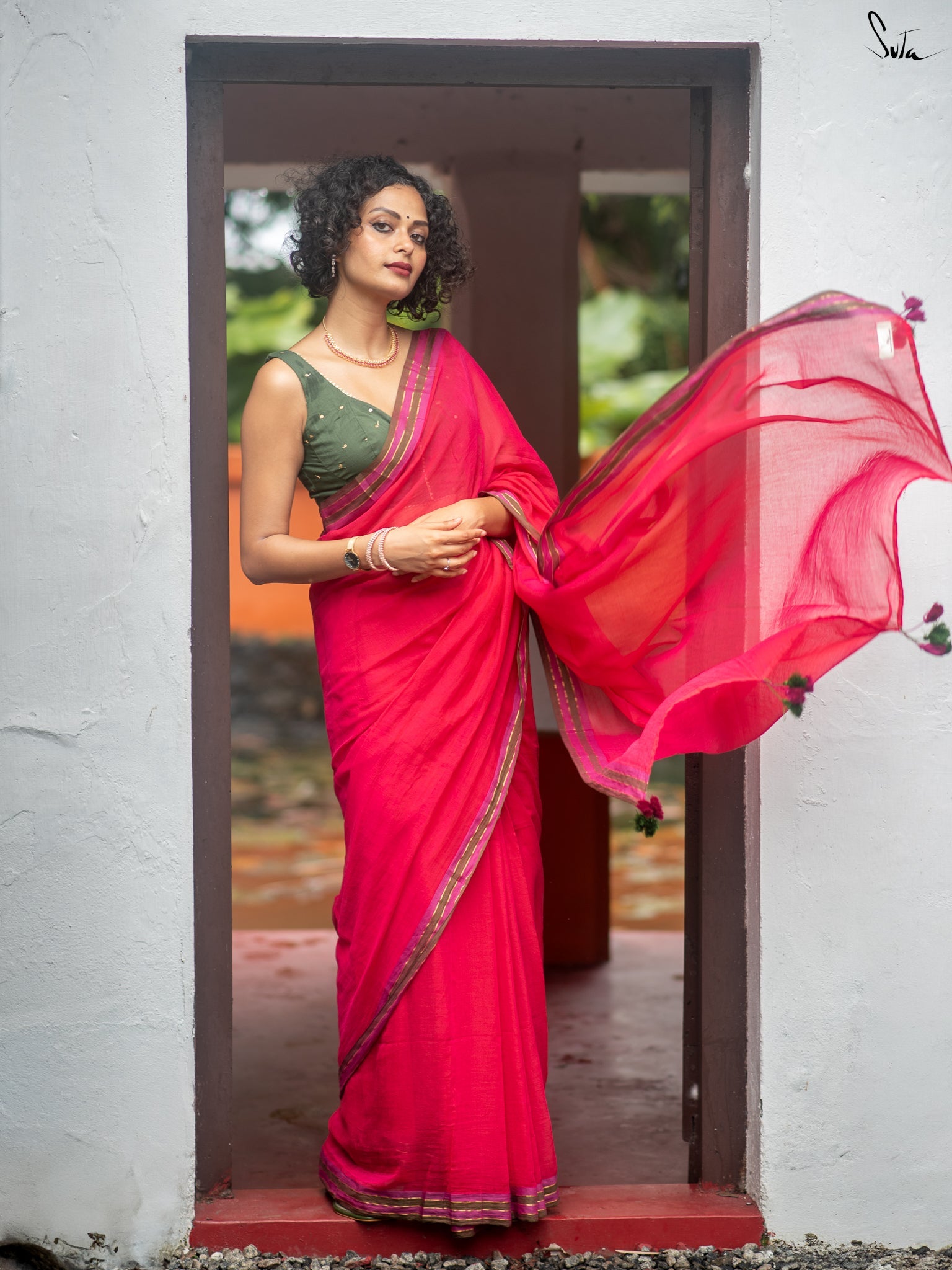 Suta Pink Pure Cotton Saree