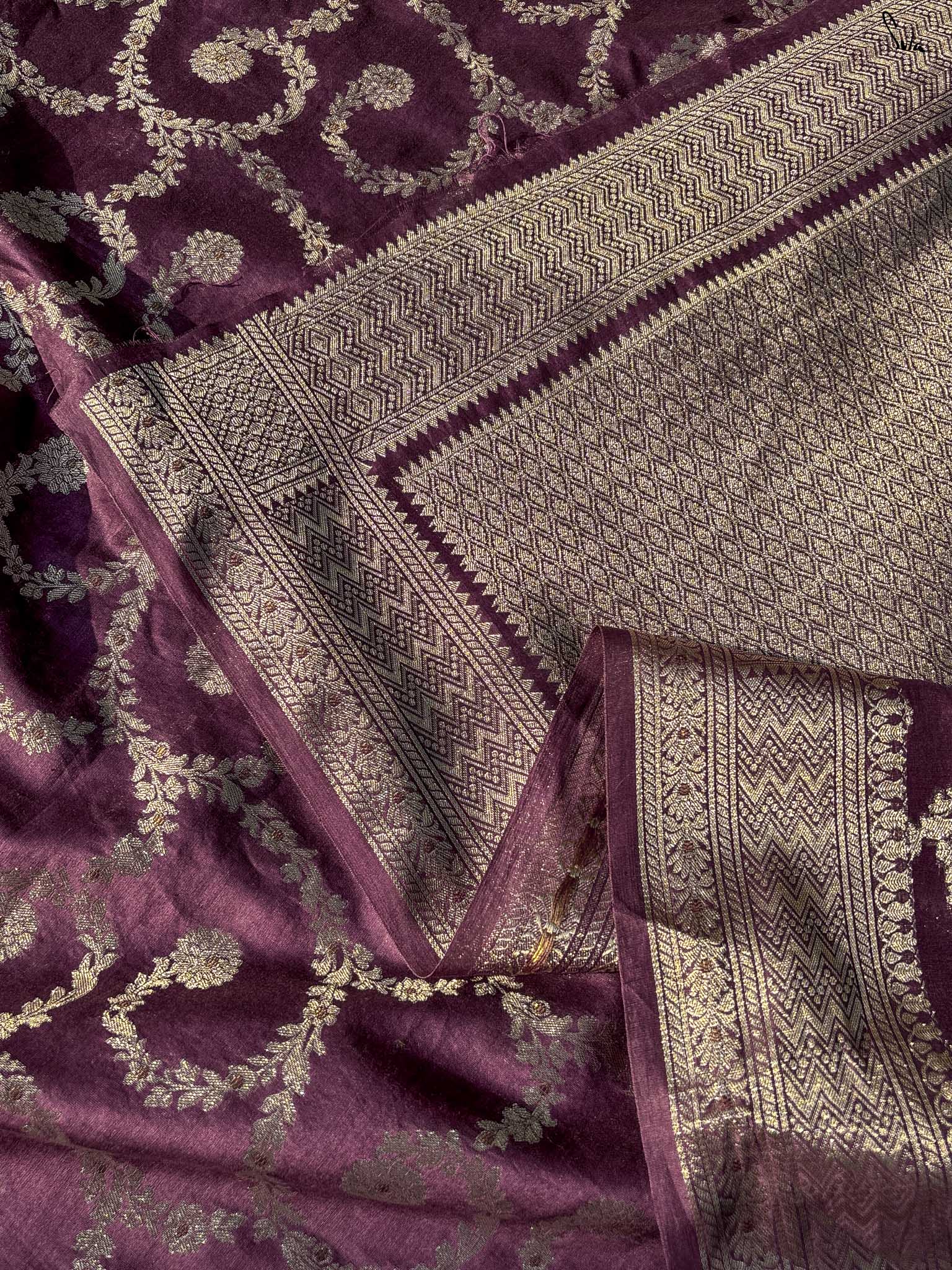 Thumri Wine Banarasi Saree