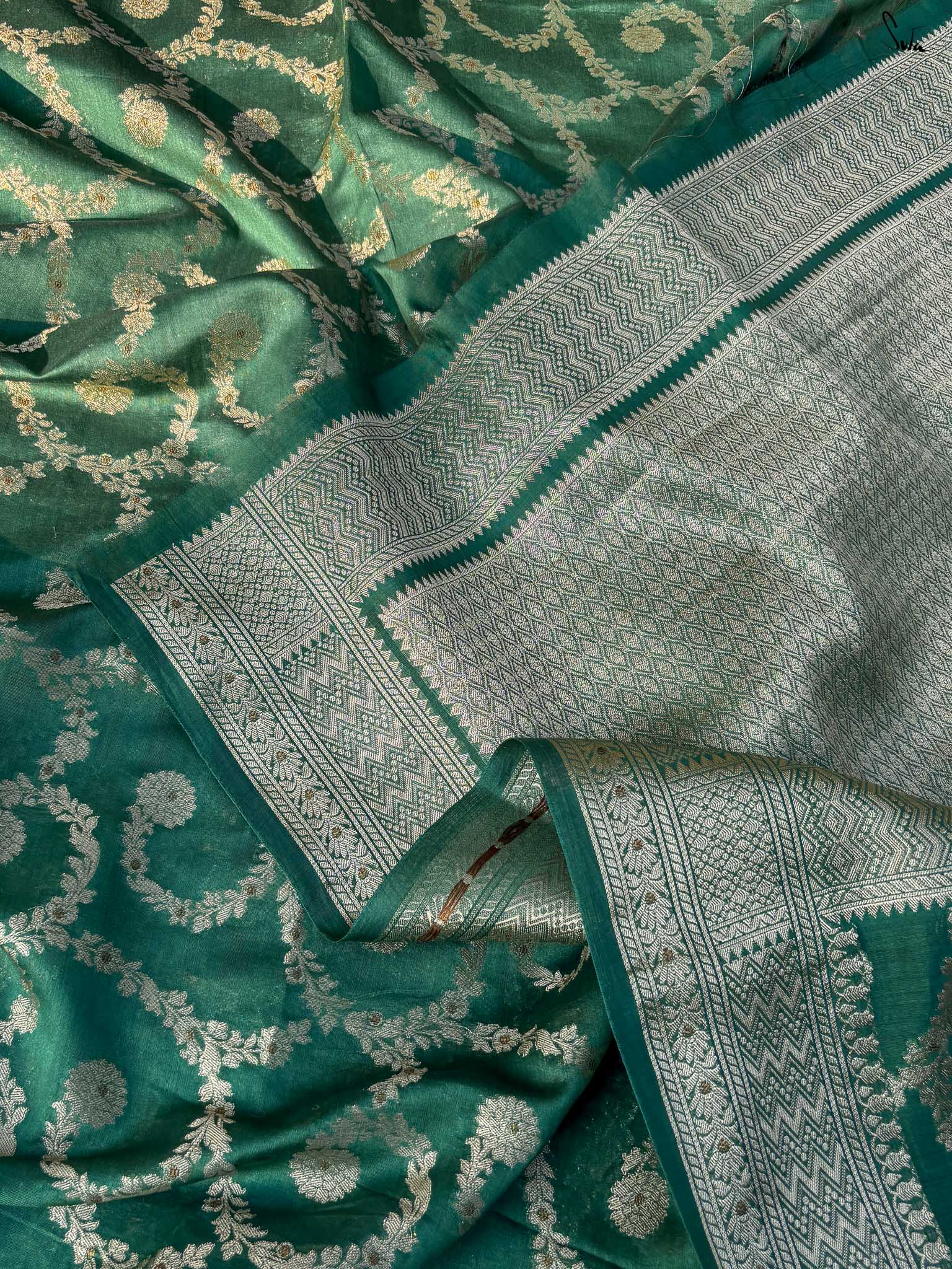 Tivra Green Banarasi Saree