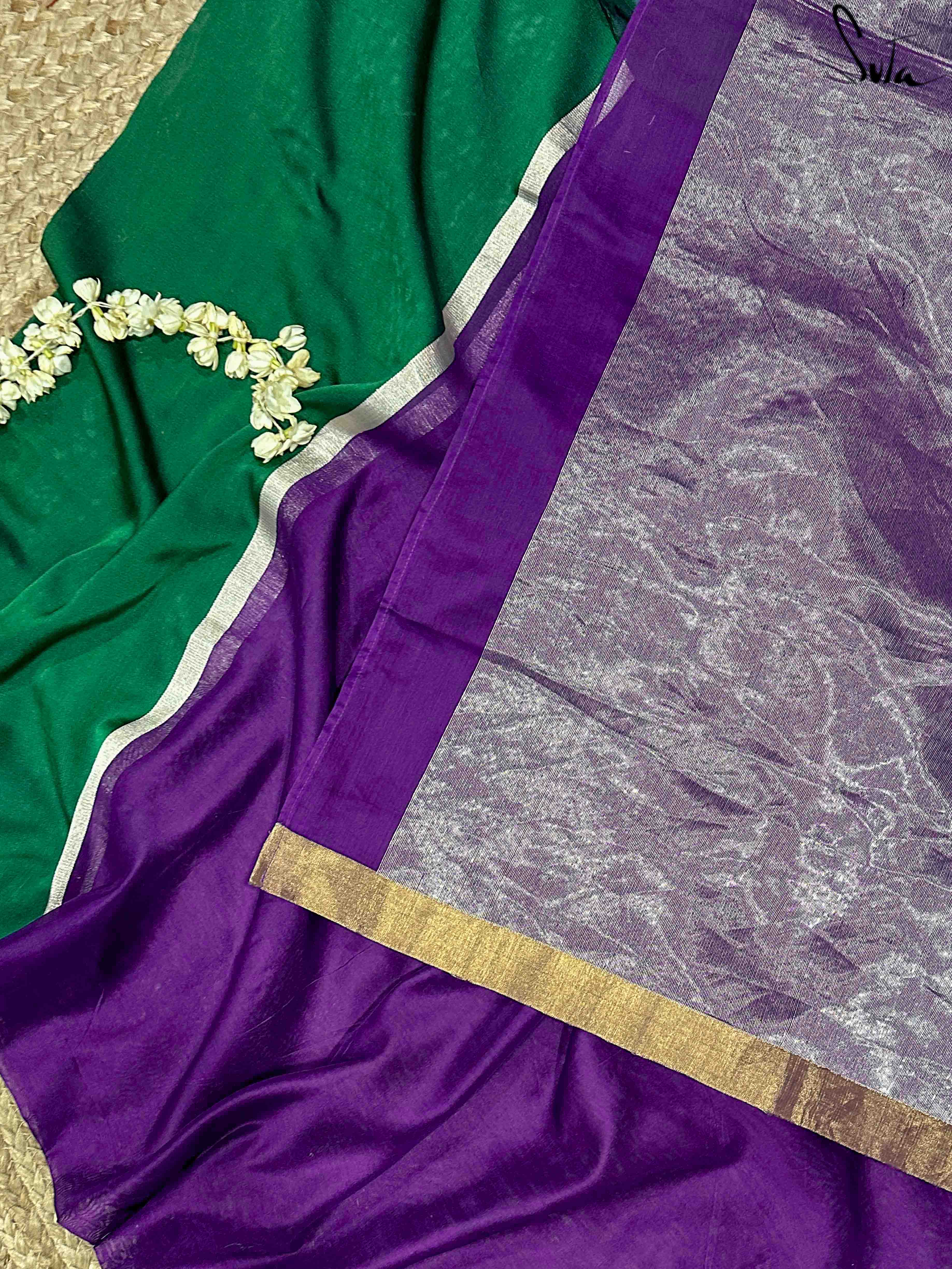 Courageous Chitrangada Purple Mashru Border Saree