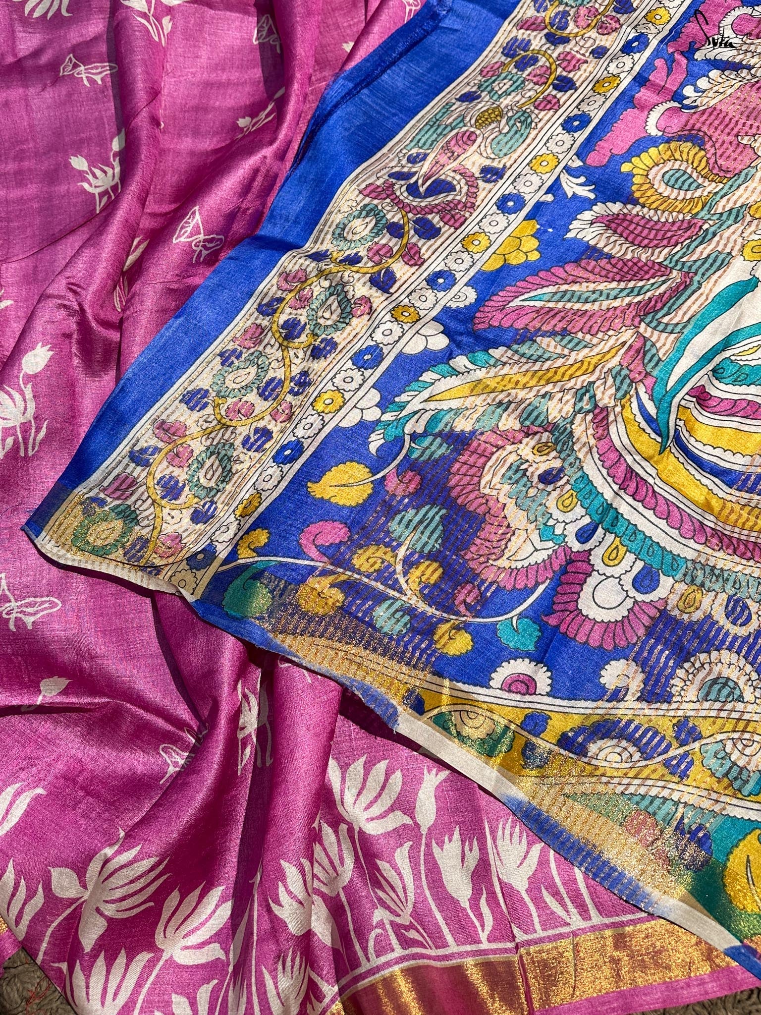 Neelkanthi Ki Chitthi (Hand Painted Pure Silk Saree)
