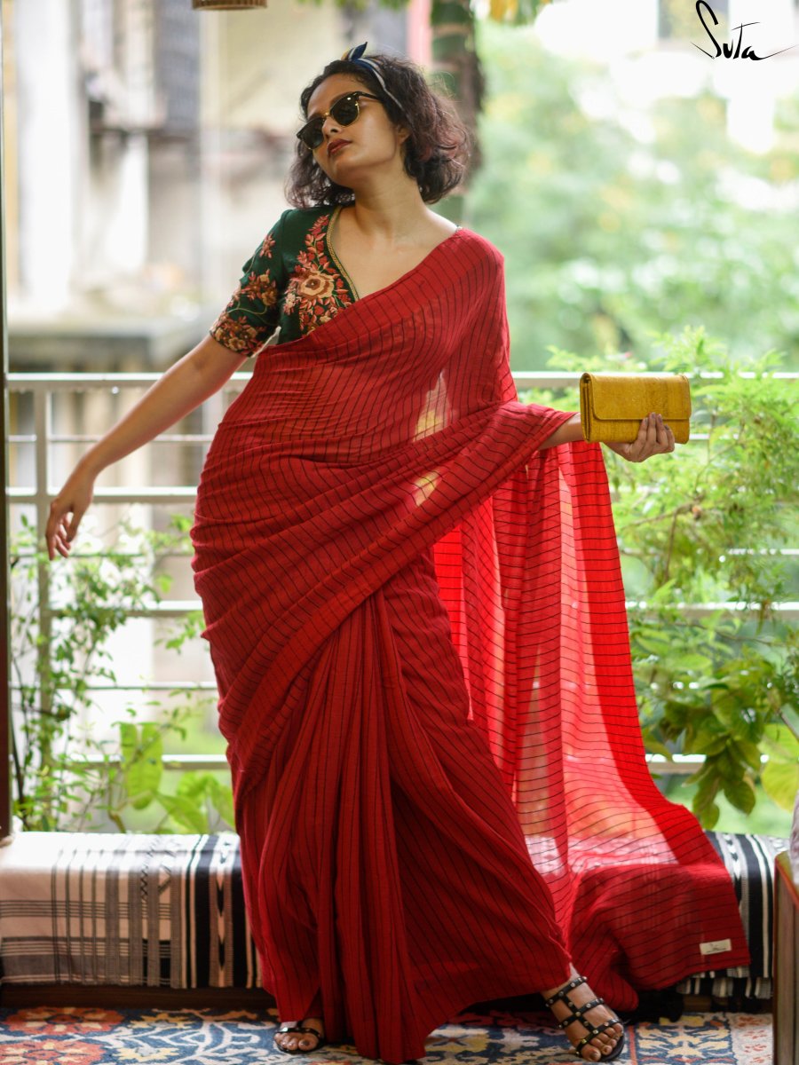 My Photo In A Red Saree - suta.in