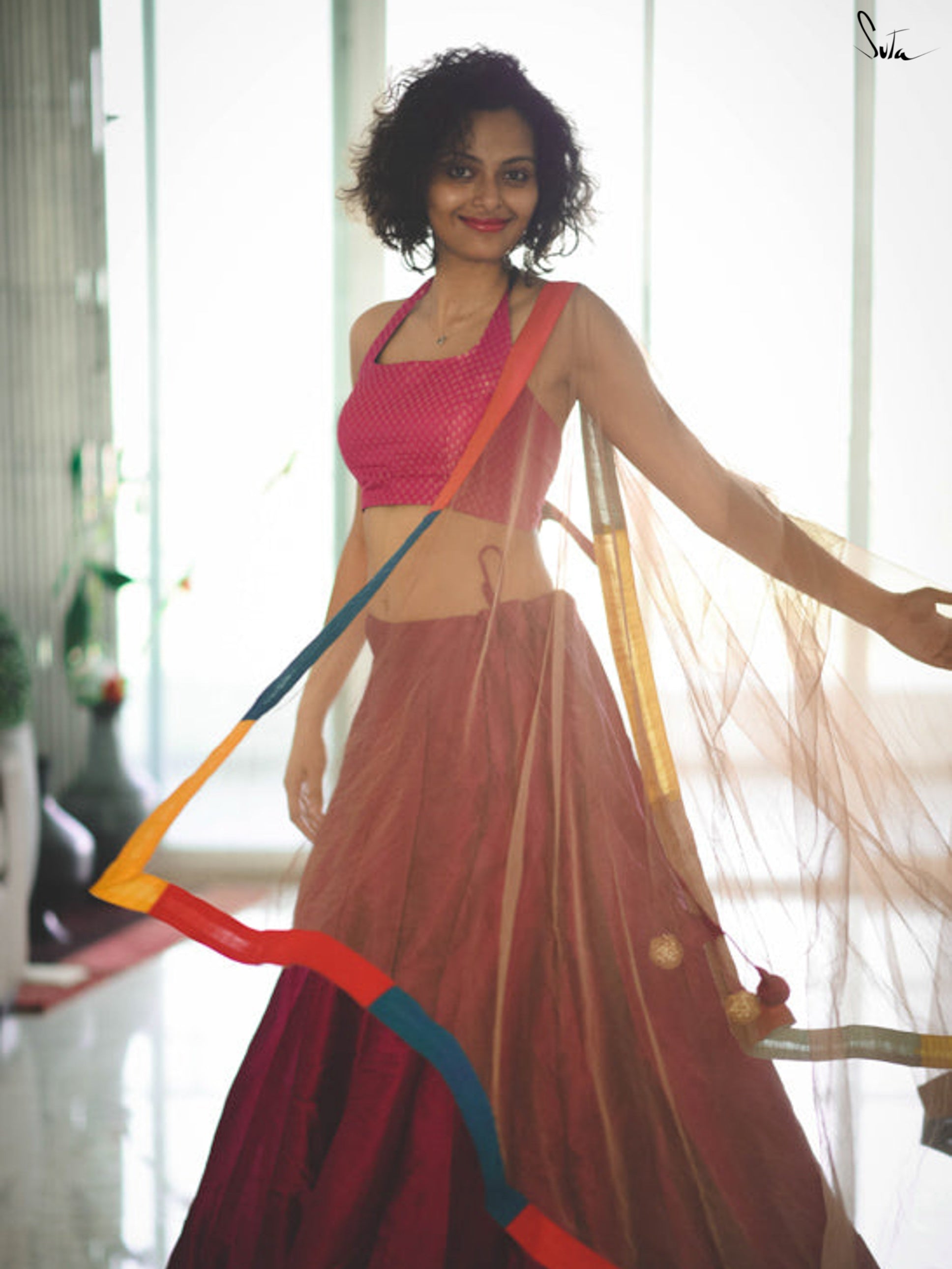 Magical Magenta Raw Silk Skirt