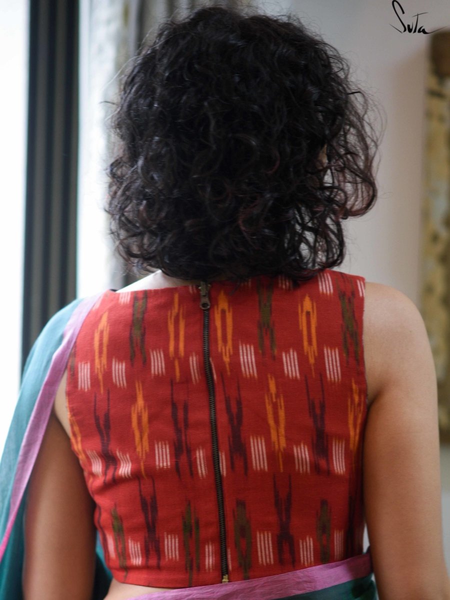 Red and Black Alat Palat (Blouse) - suta.in