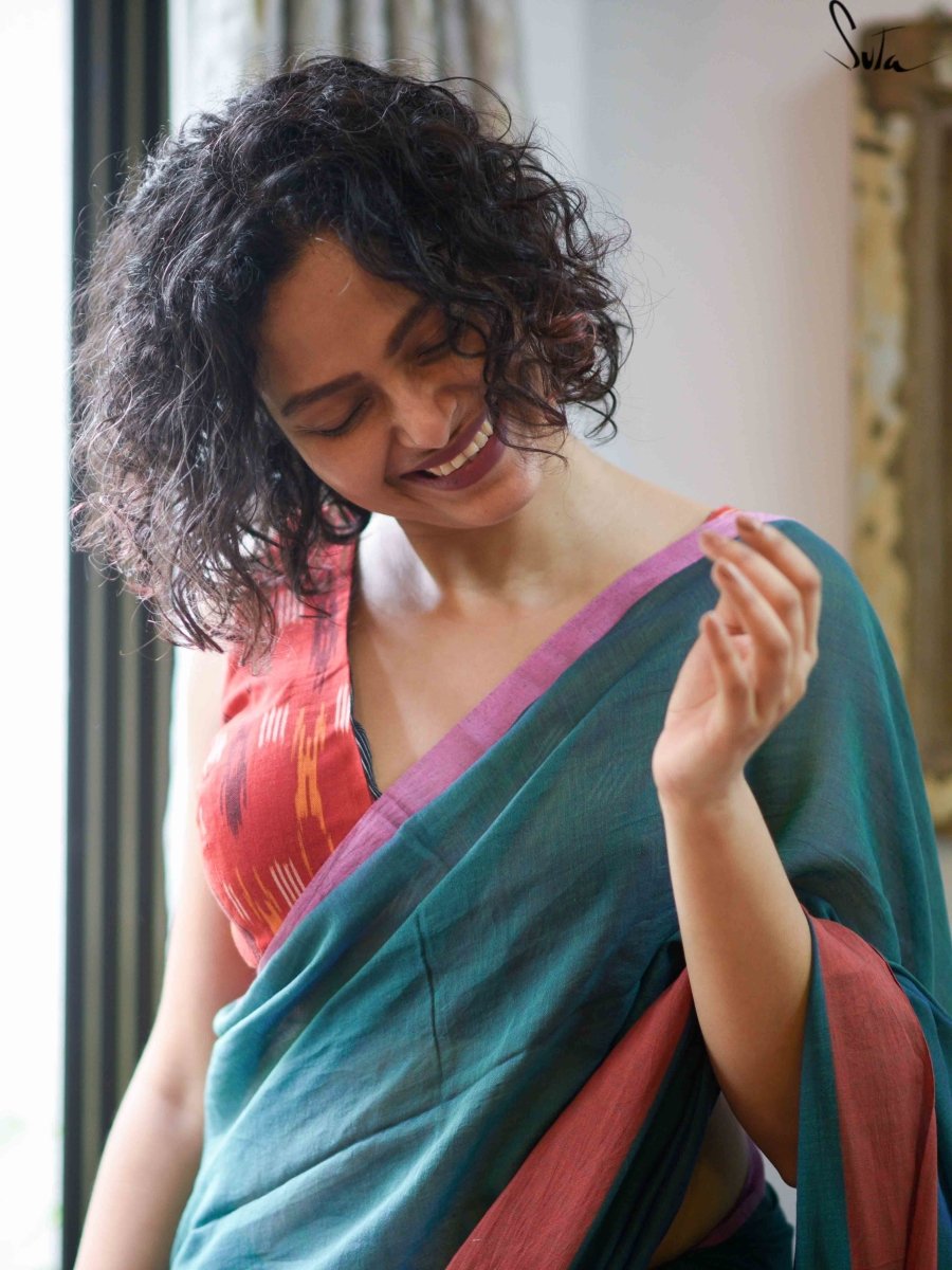 Red and Black Alat Palat (Blouse) - suta.in