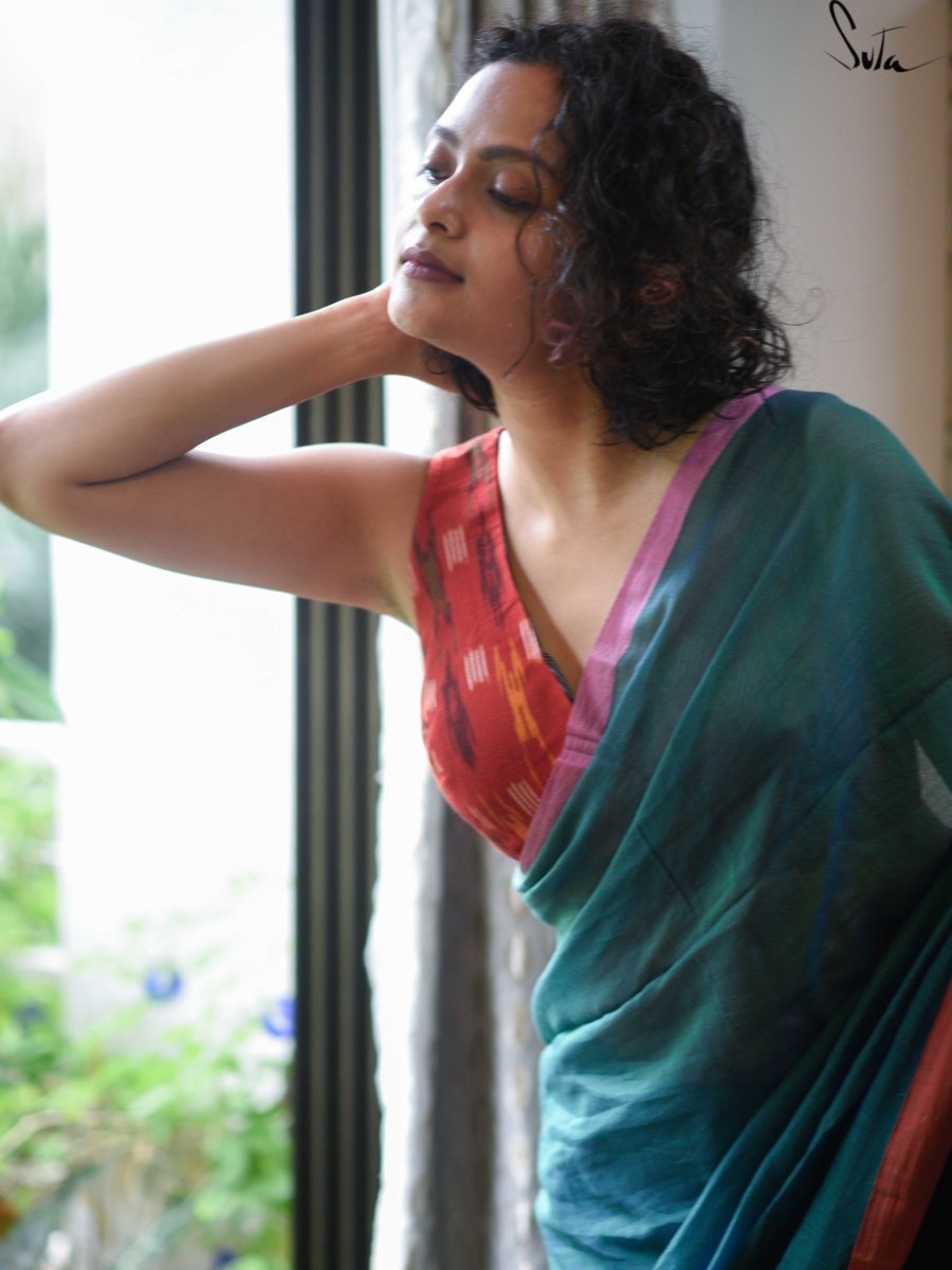 Red and Black Alat Palat (Blouse) - suta.in