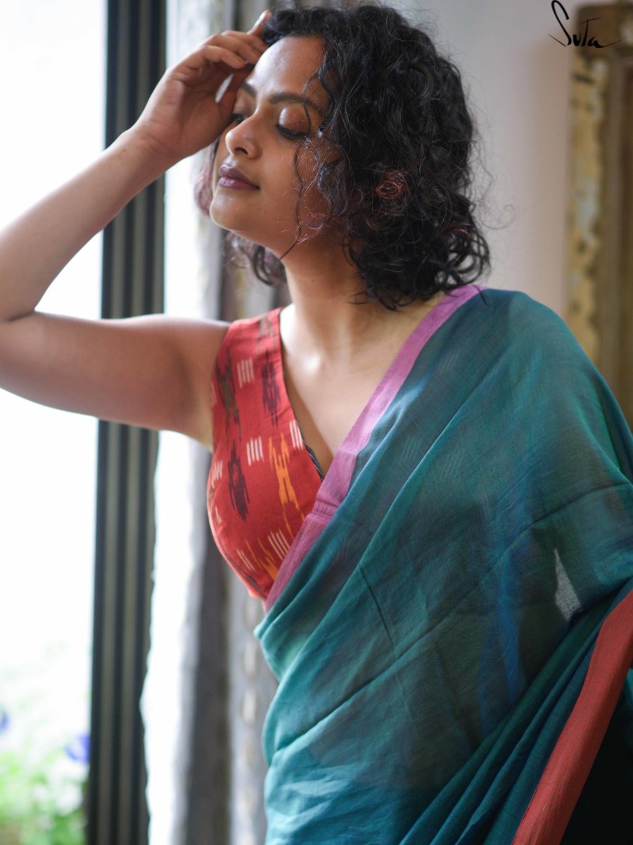 Red and Black Alat Palat (Blouse) - suta.in