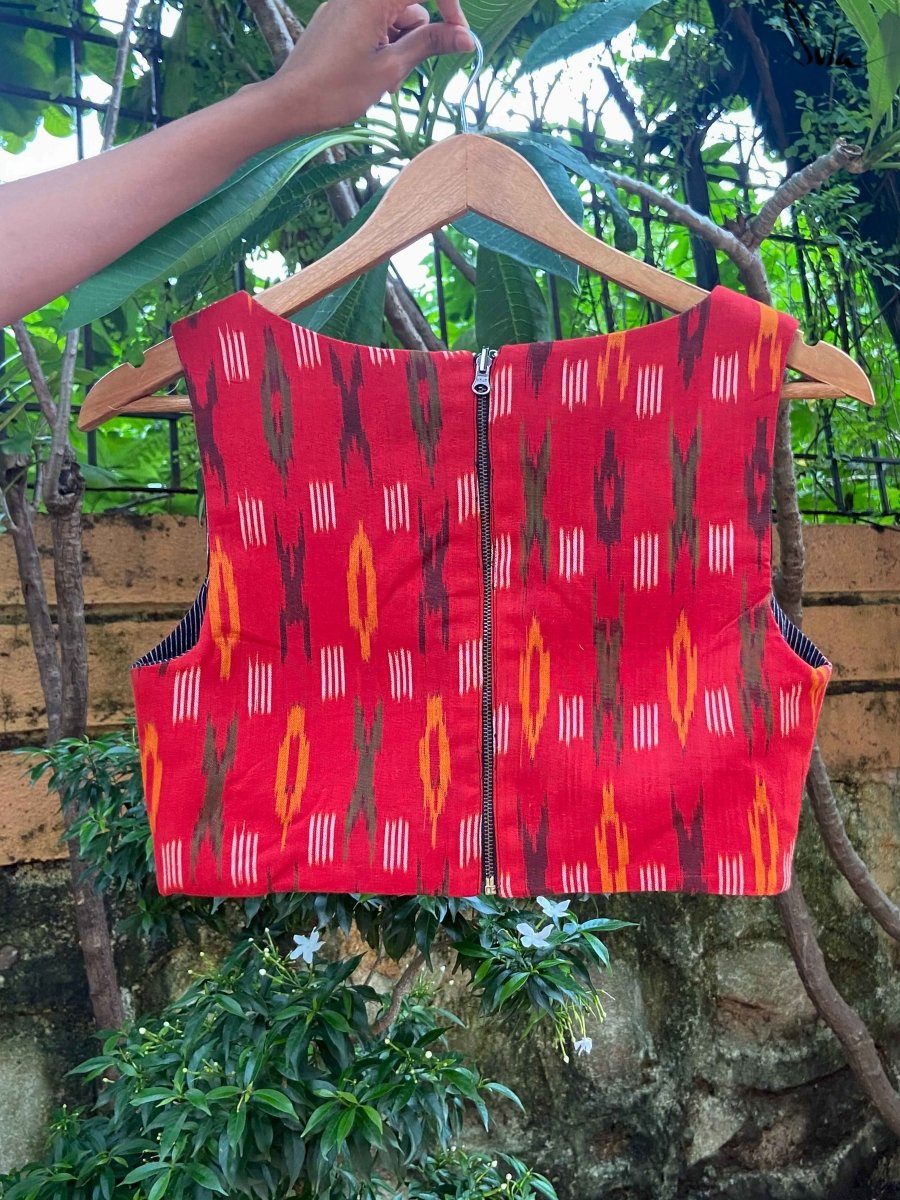 Red and Black Alat Palat (Blouse) - suta.in