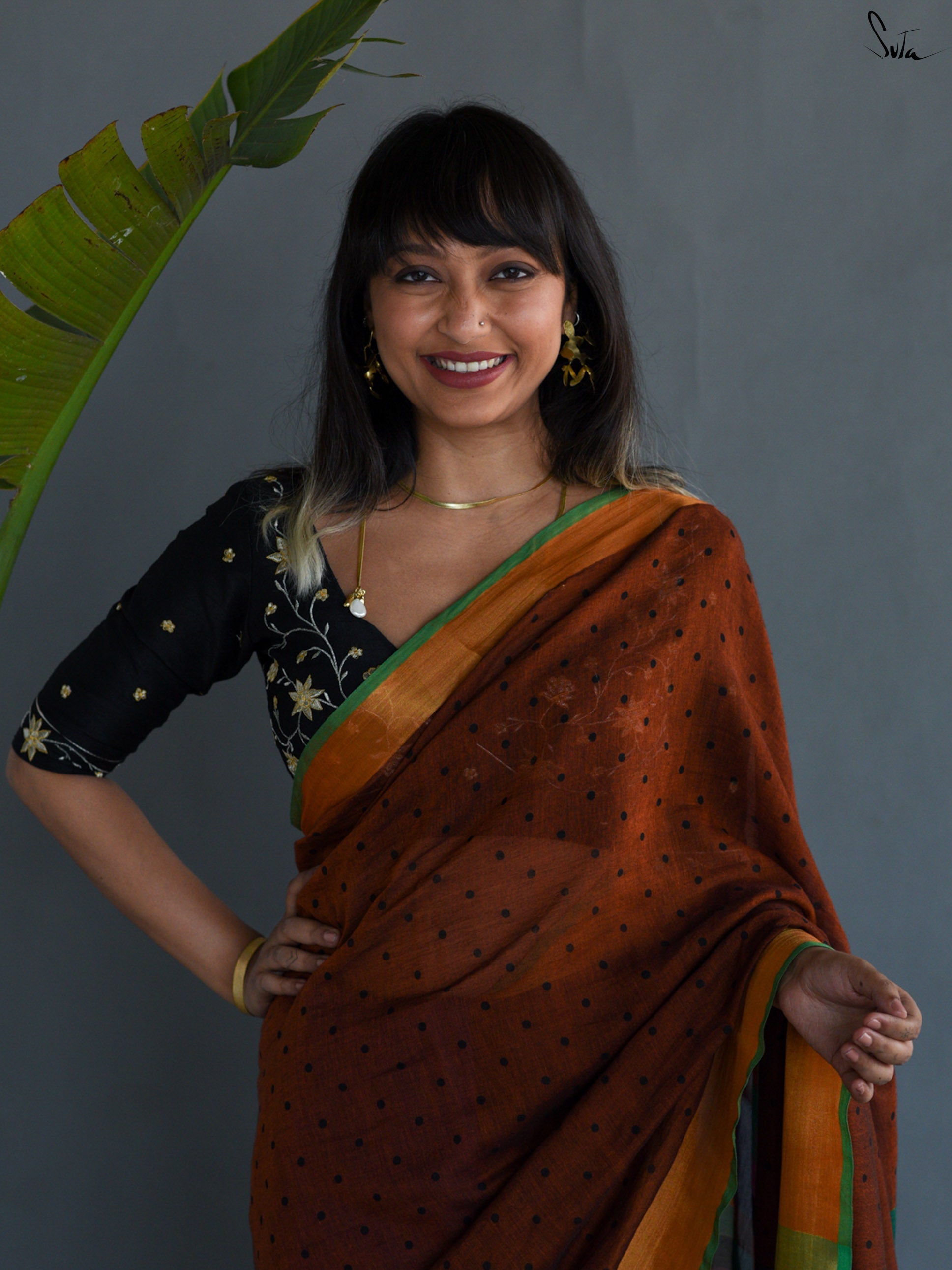 Midnight Brown Saree