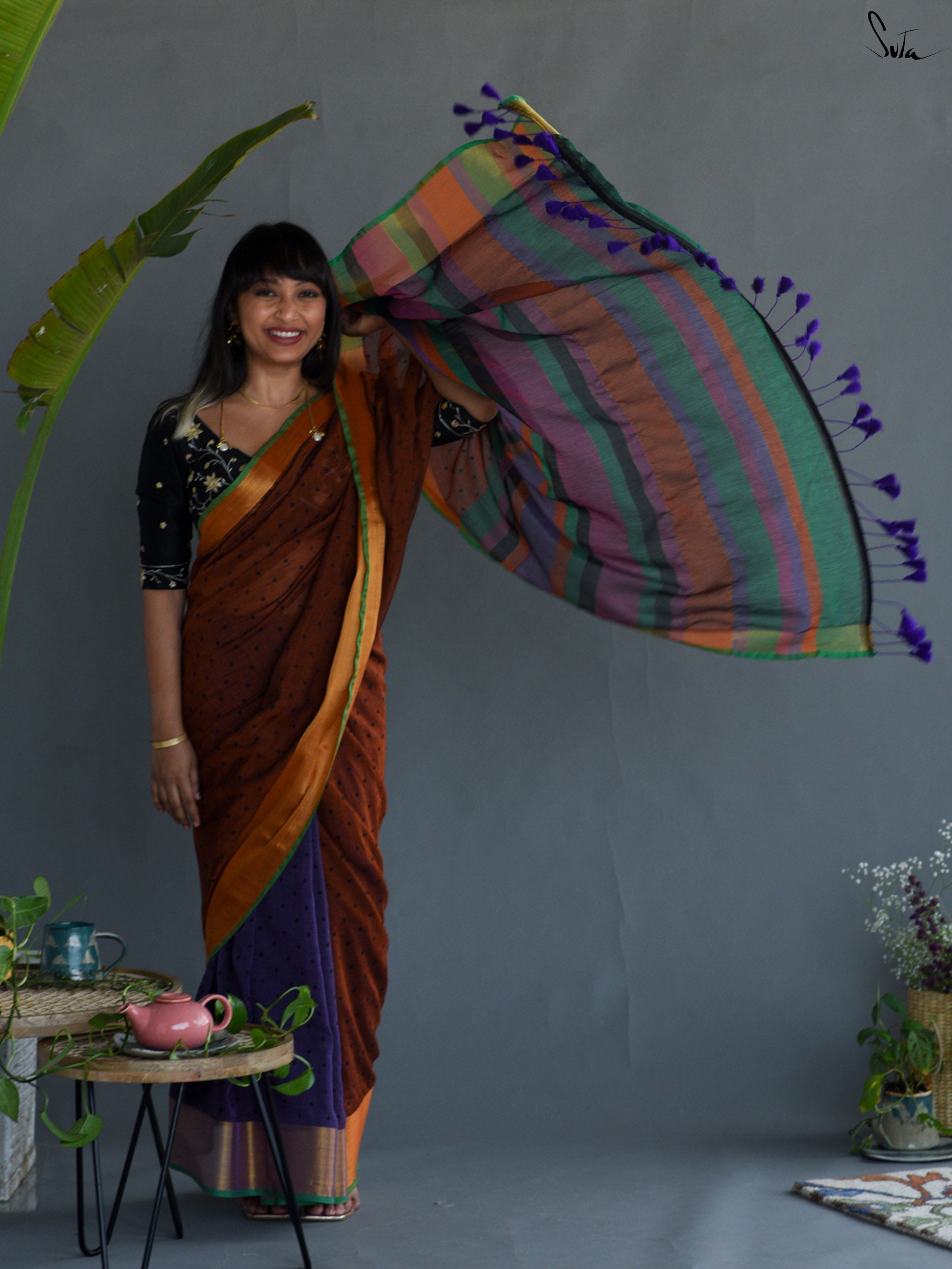 Midnight Brown Saree