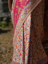 Deodar Pashm Beige Woolen Saree