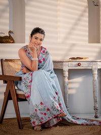Milthila Palkar in Blue Printed Saree