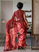 Bouquet of Coral Saree